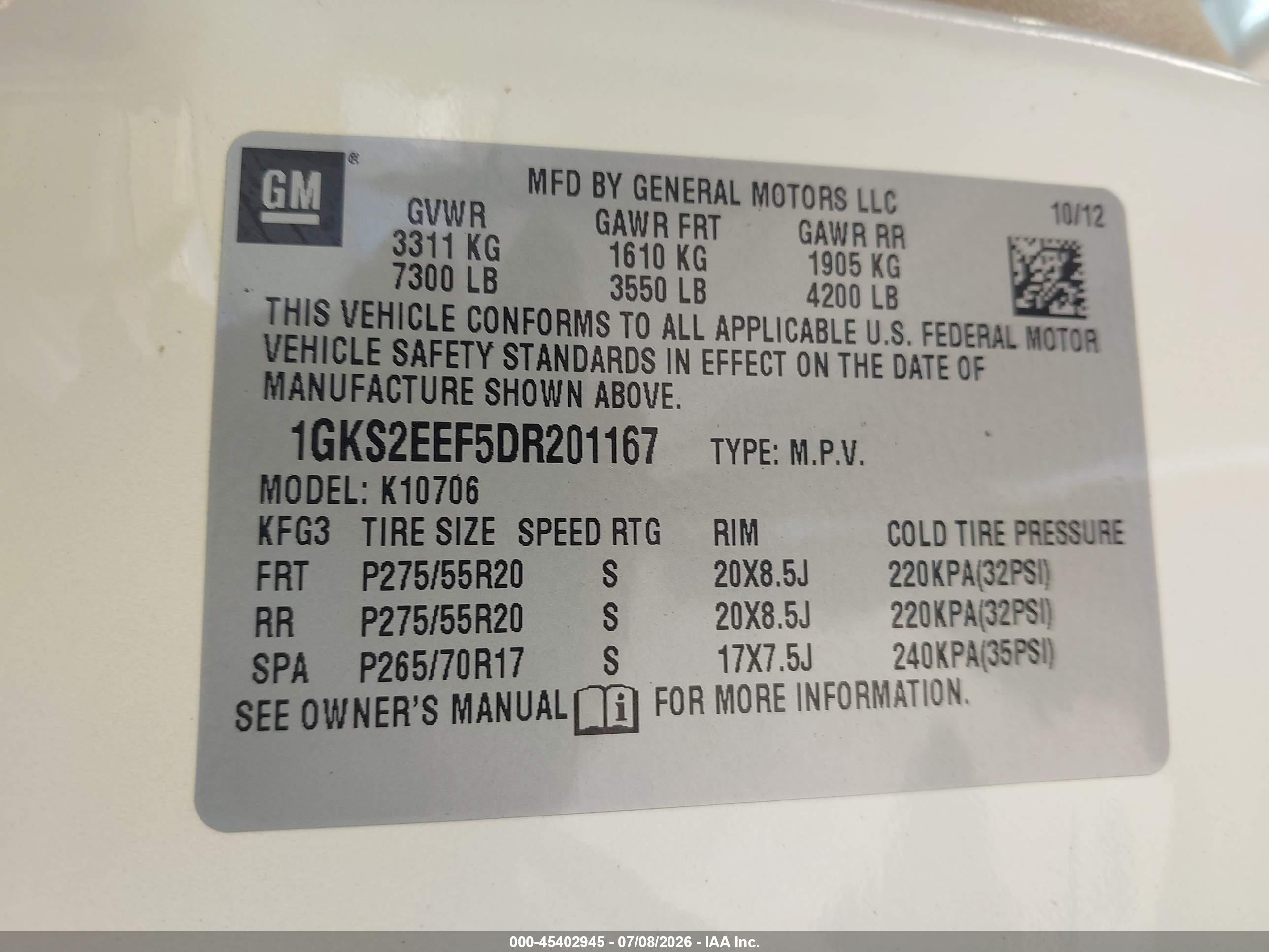 2013 Gmc Yukon Denali White vin: 1GKS2EEF5DR201167