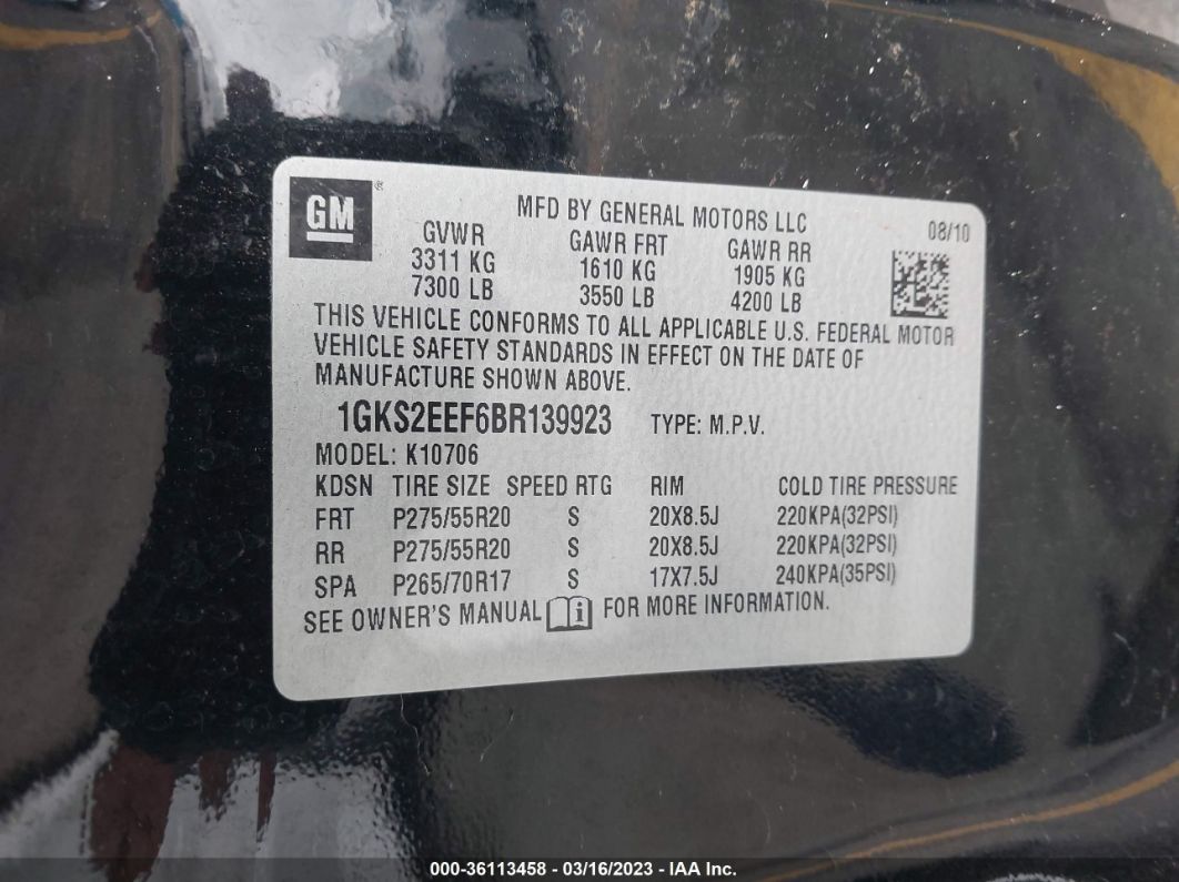 2011 Gmc Yukon Denali Black vin: 1GKS2EEF6BR139923