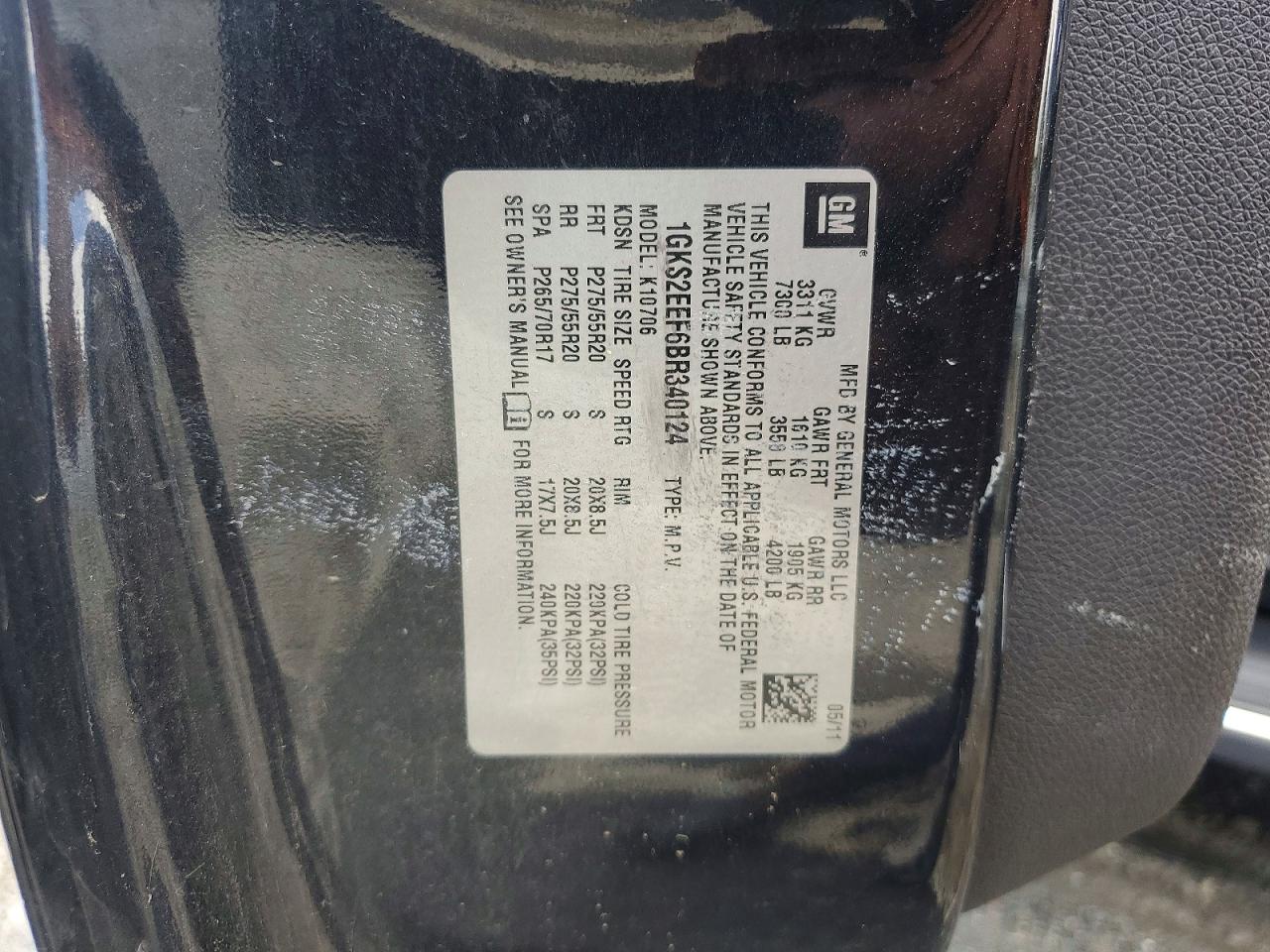 2011 Gmc Yukon Denali Black vin: 1GKS2EEF6BR340124