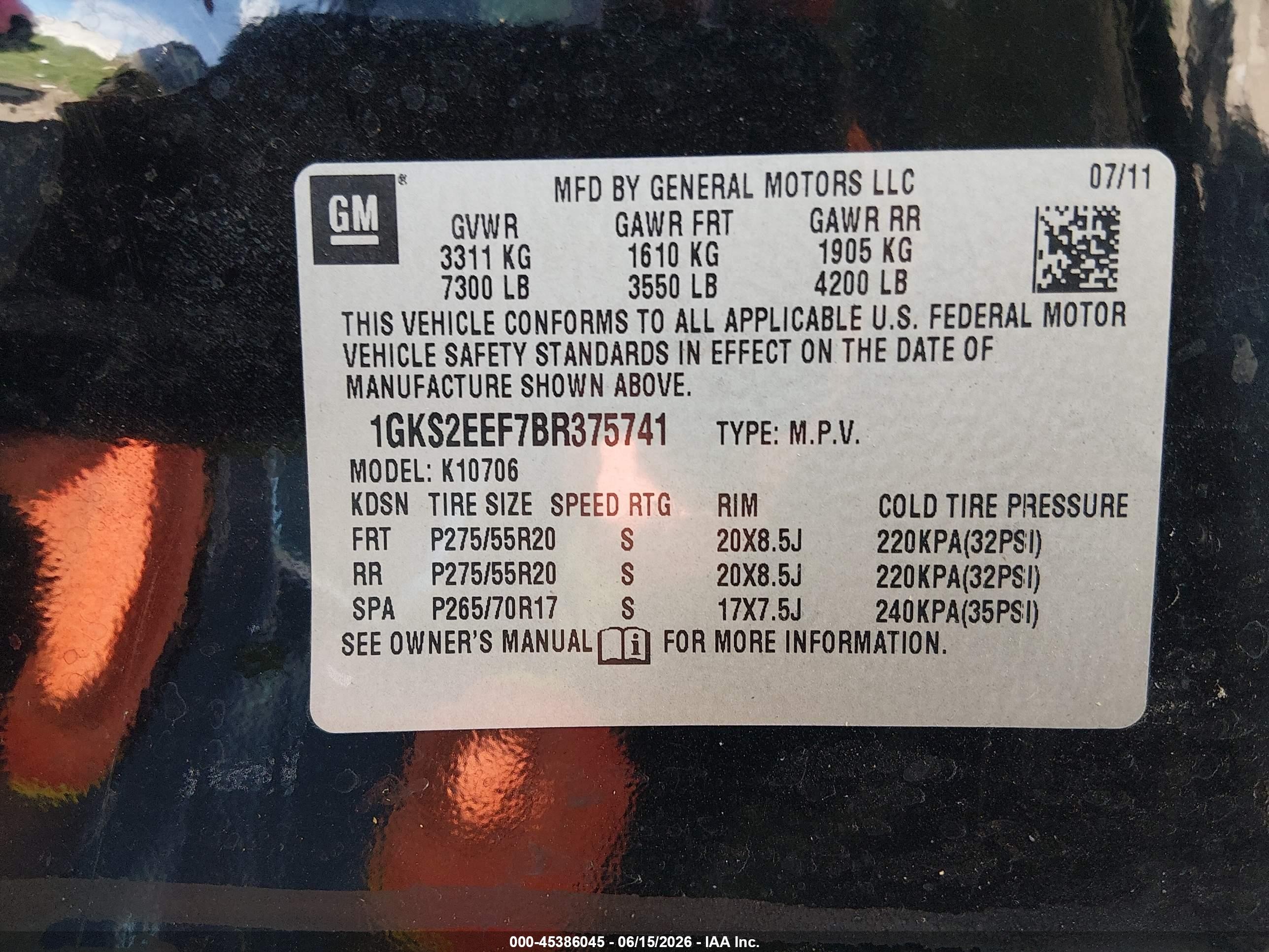 2011 Gmc Yukon Denali Red vin: 1GKS2EEF7BR375741