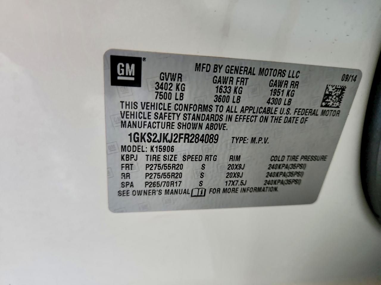 2015 Gmc Yukon Xl Denali White vin: 1GKS2JKJ2FR284089