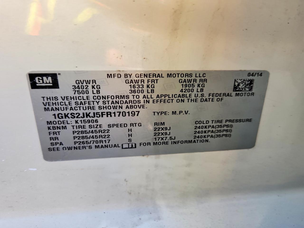 2015 Gmc Yukon Xl Denali Кремовый vin: 1GKS2JKJ5FR170197