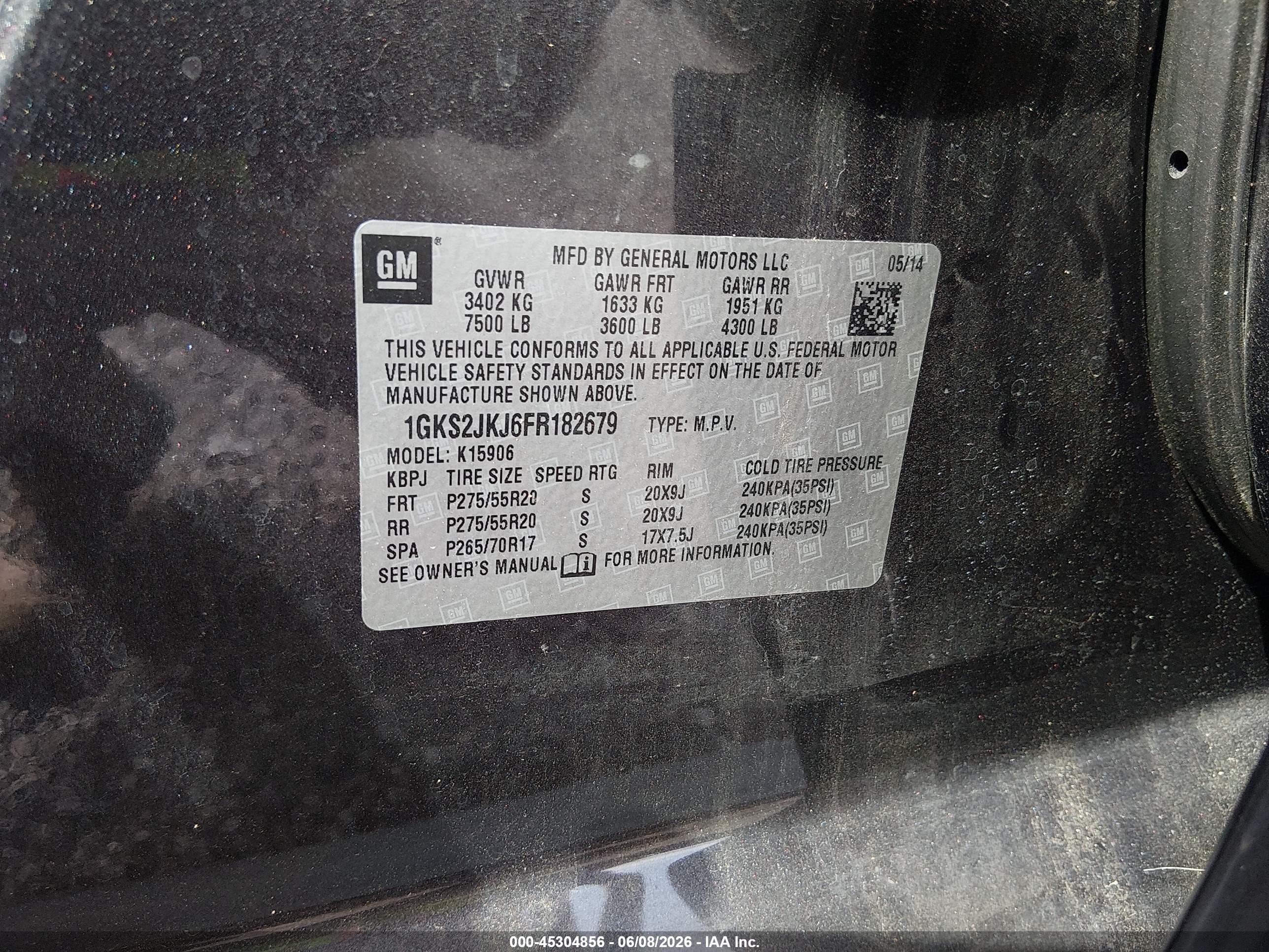 2015 Gmc Yukon Xl 1500 Denali Gray vin: 1GKS2JKJ6FR182679