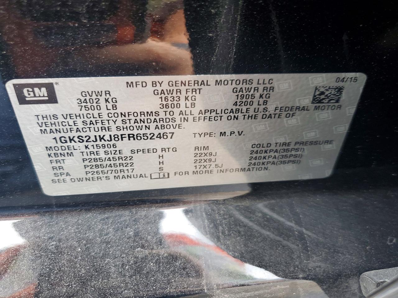 2015 Gmc Yukon Xl Denali Черный vin: 1GKS2JKJ8FR652467