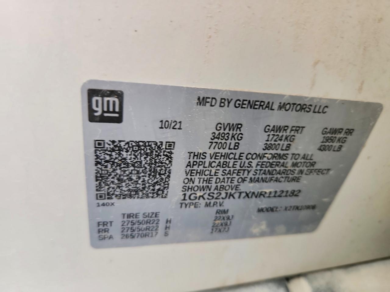 2022 Gmc Yukon Xl Denali White vin: 1GKS2JKTXNR112182