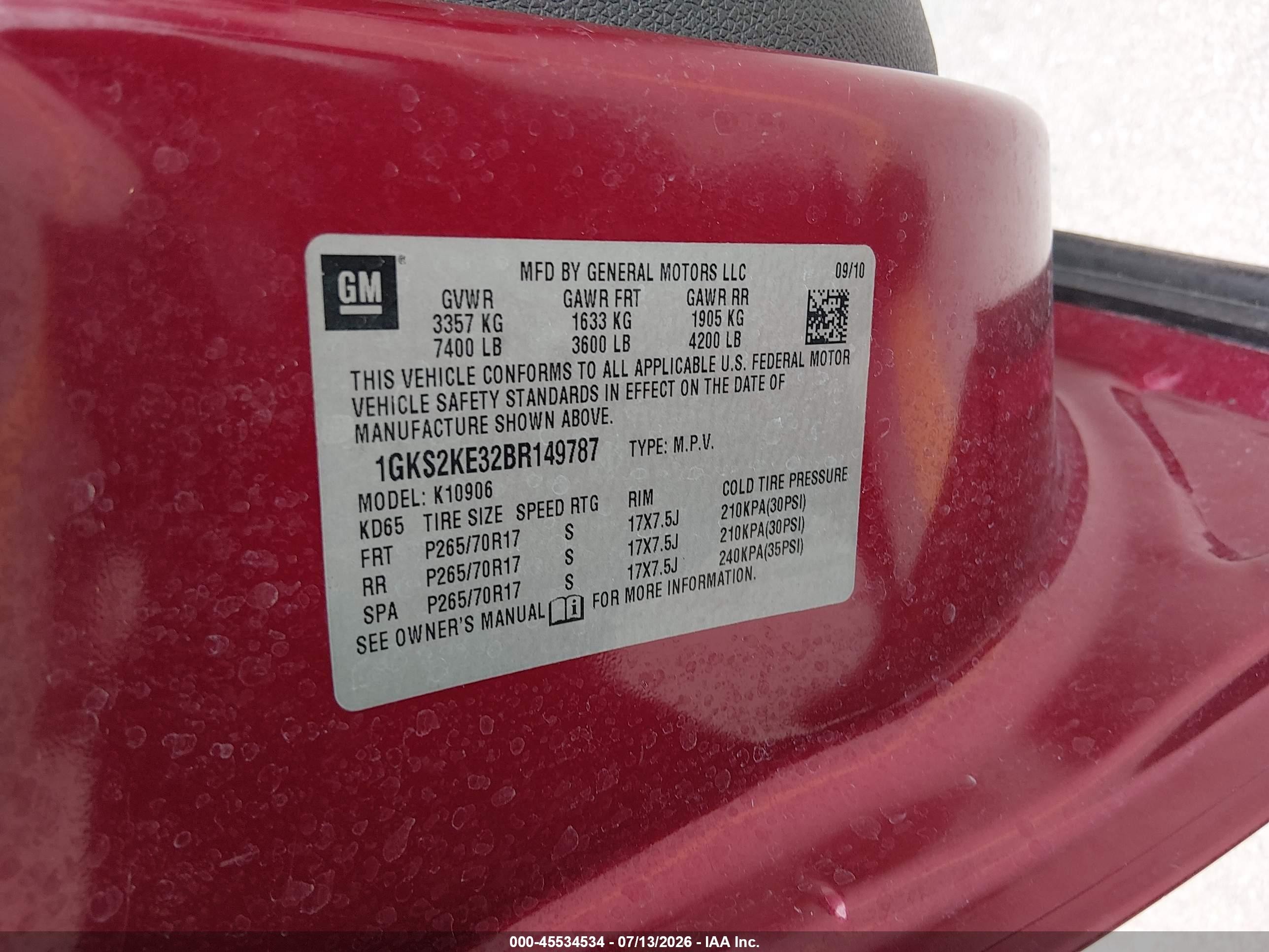 2011 Gmc Yukon Xl 1500 Slt Бордовый vin: 1GKS2KE32BR149787