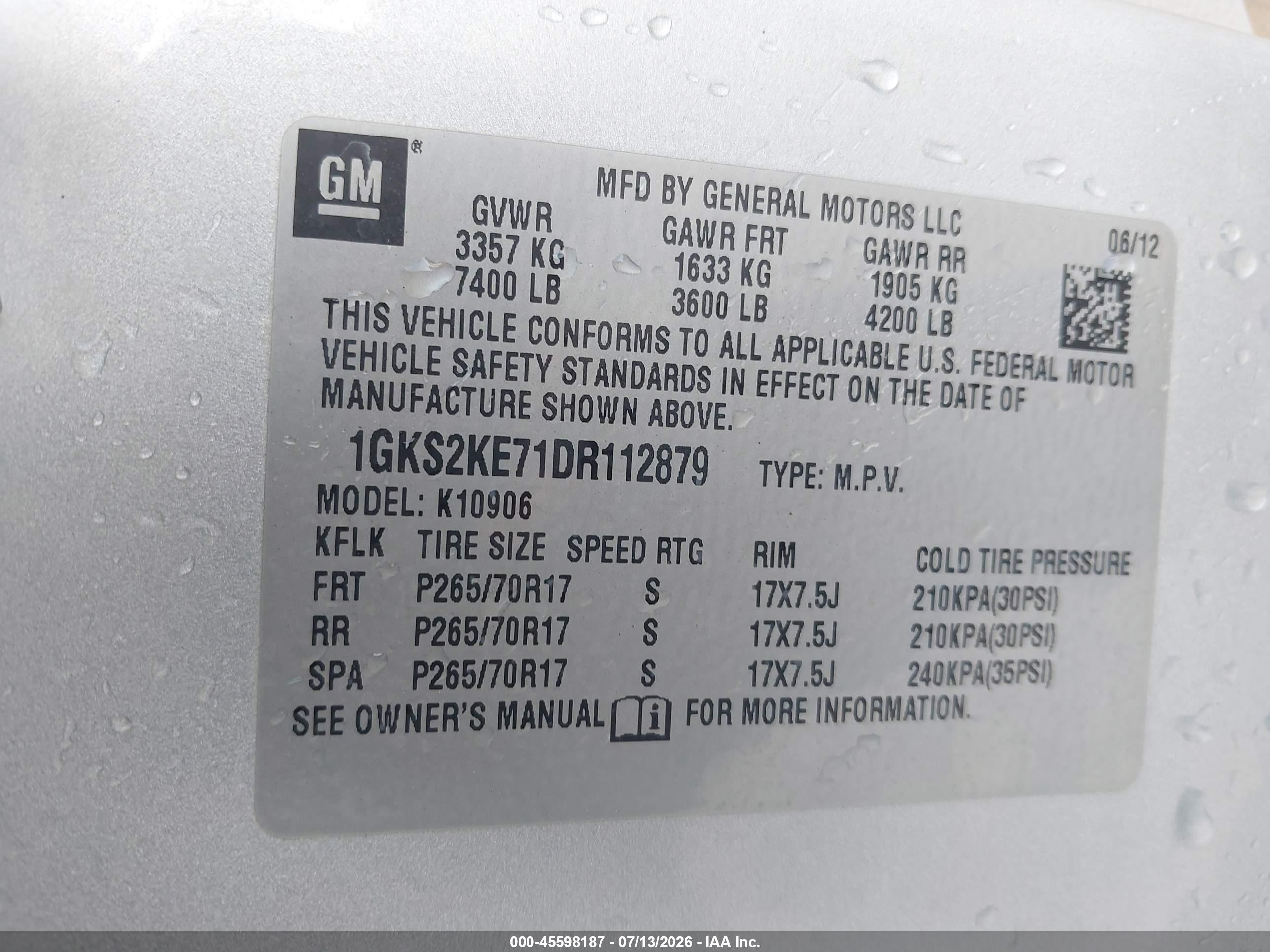 2013 Gmc Yukon Xl 1500 Slt Silver vin: 1GKS2KE71DR112879