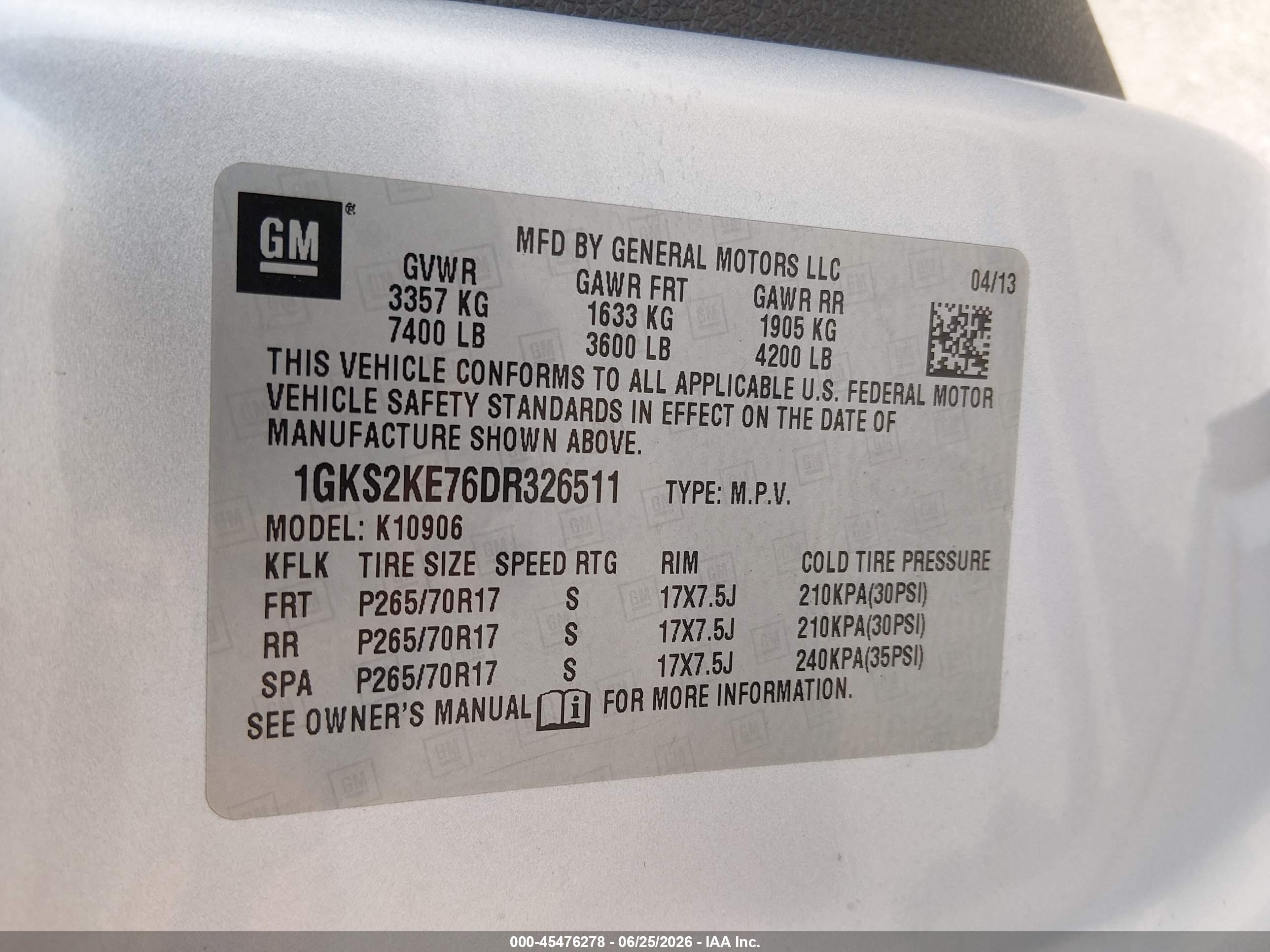 2013 Gmc Yukon Xl 1500 Slt Silver vin: 1GKS2KE76DR326511