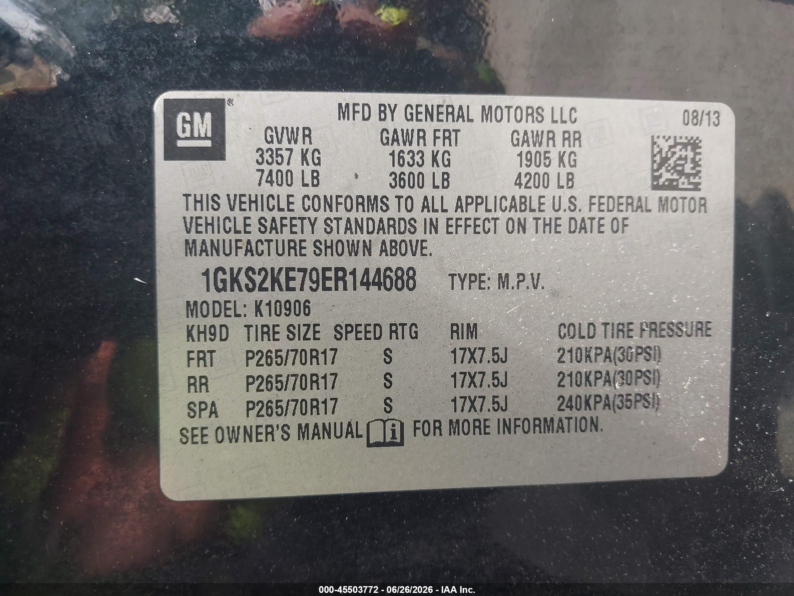 2014 Gmc Yukon Xl 1500 Slt Black vin: 1GKS2KE79ER144688