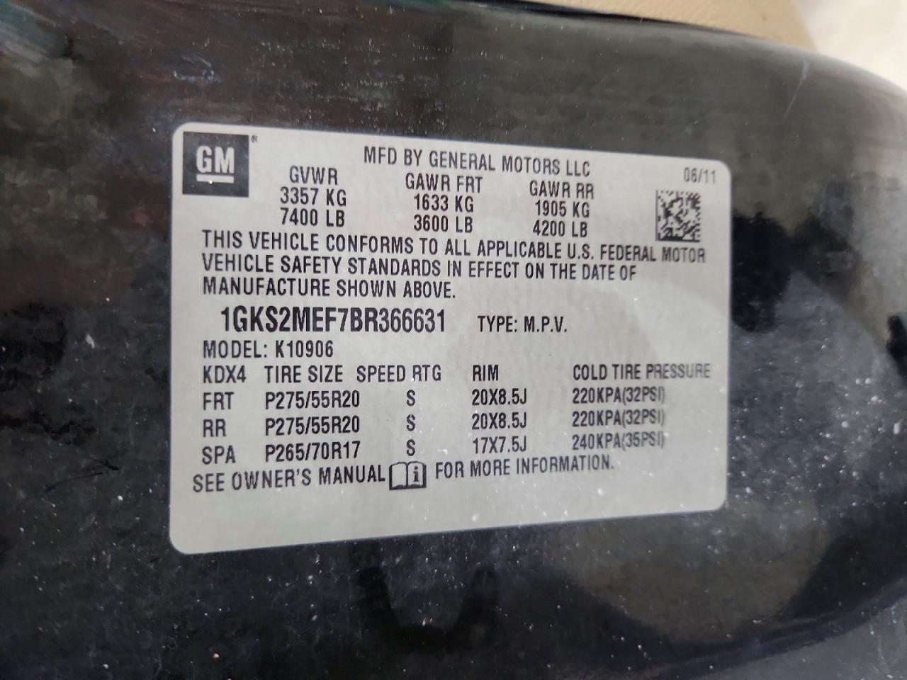 2011 Gmc Yukon Xl Denali Черный vin: 1GKS2MEF7BR366631