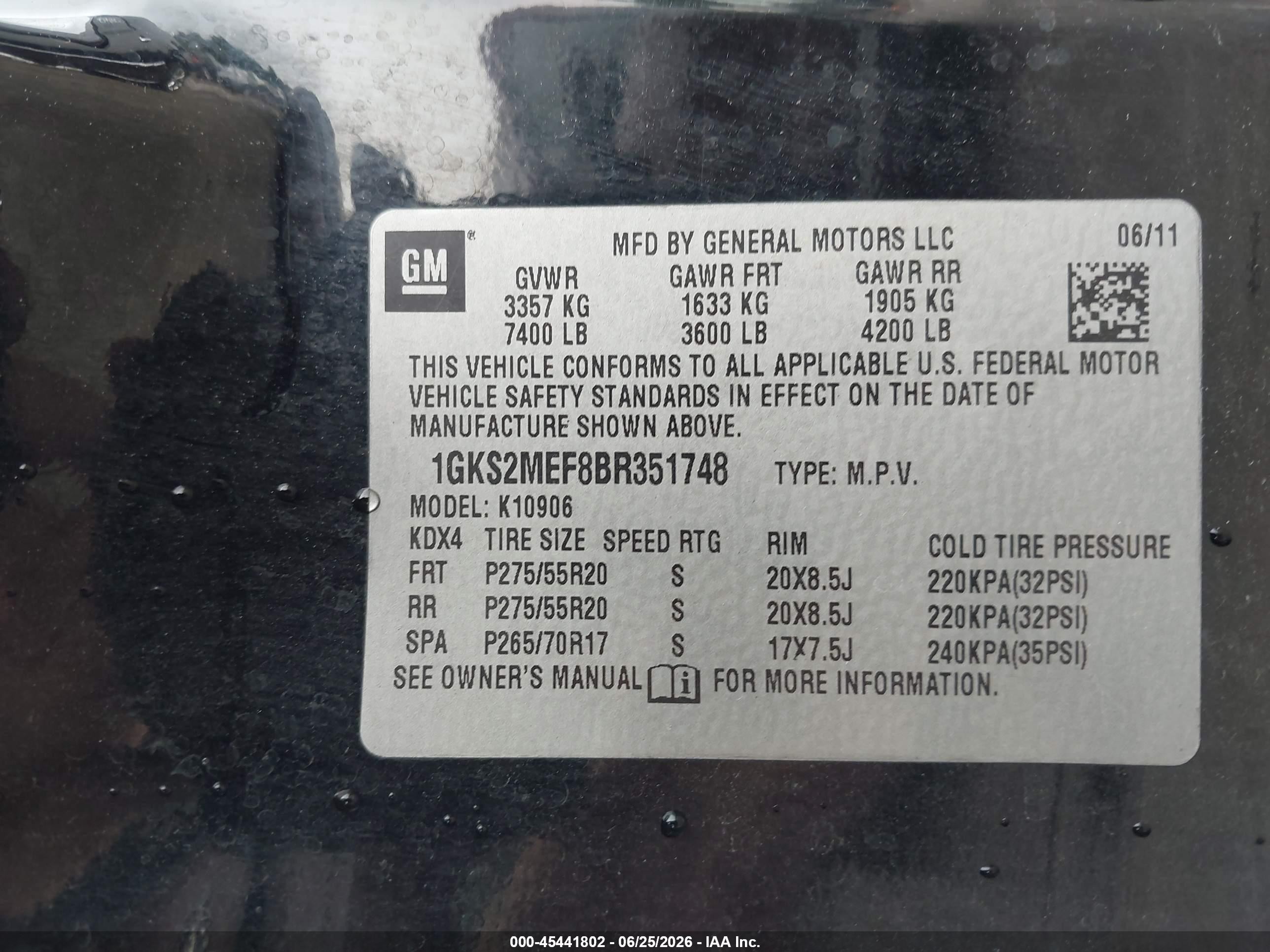 2011 Gmc Yukon Xl 1500 Denali Черный vin: 1GKS2MEF8BR351748