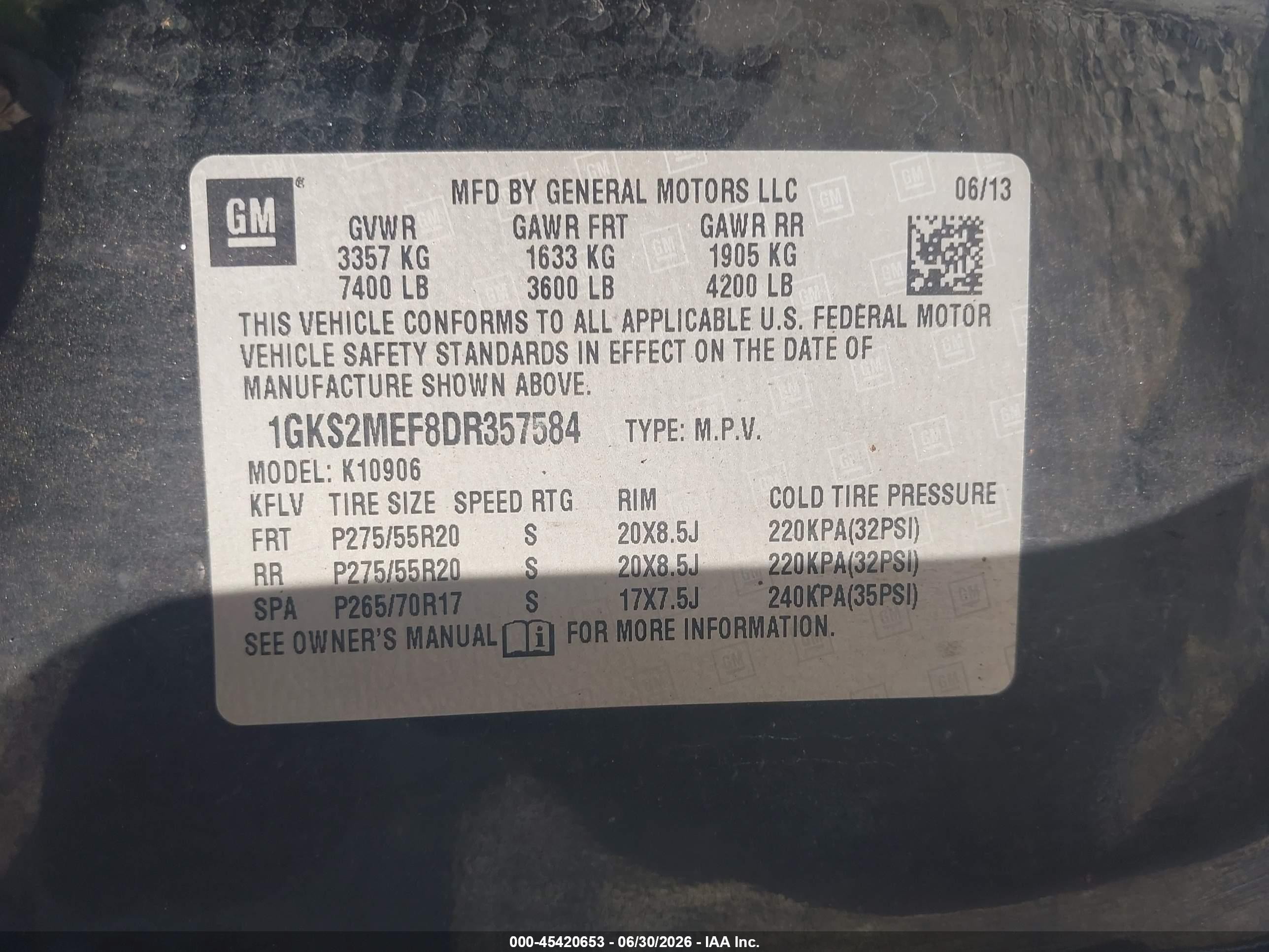 2013 Gmc Yukon Xl 1500 Denali Black vin: 1GKS2MEF8DR357584
