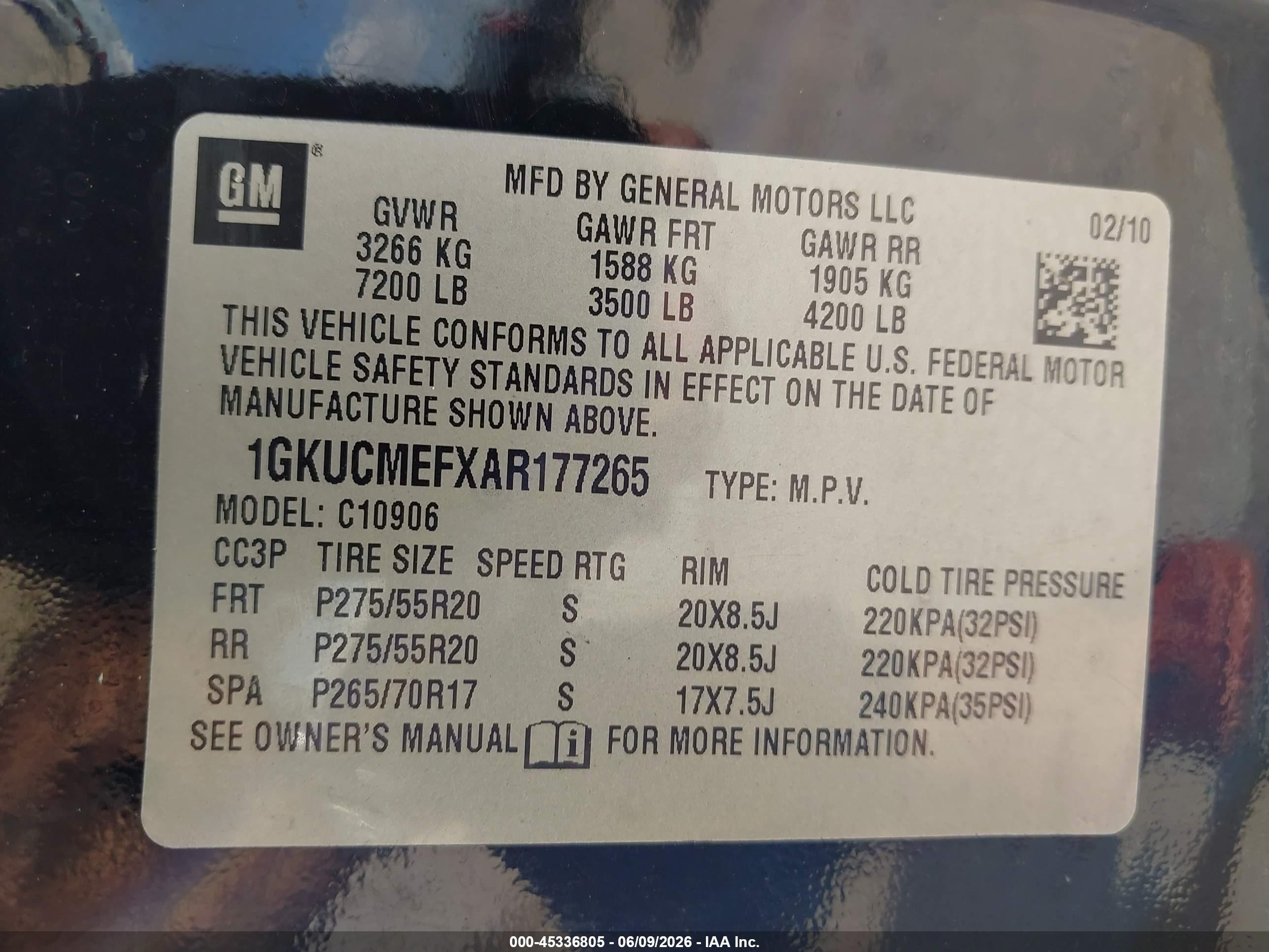 2010 Gmc Yukon Xl 1500 Denali Black vin: 1GKUCMEFXAR177265
