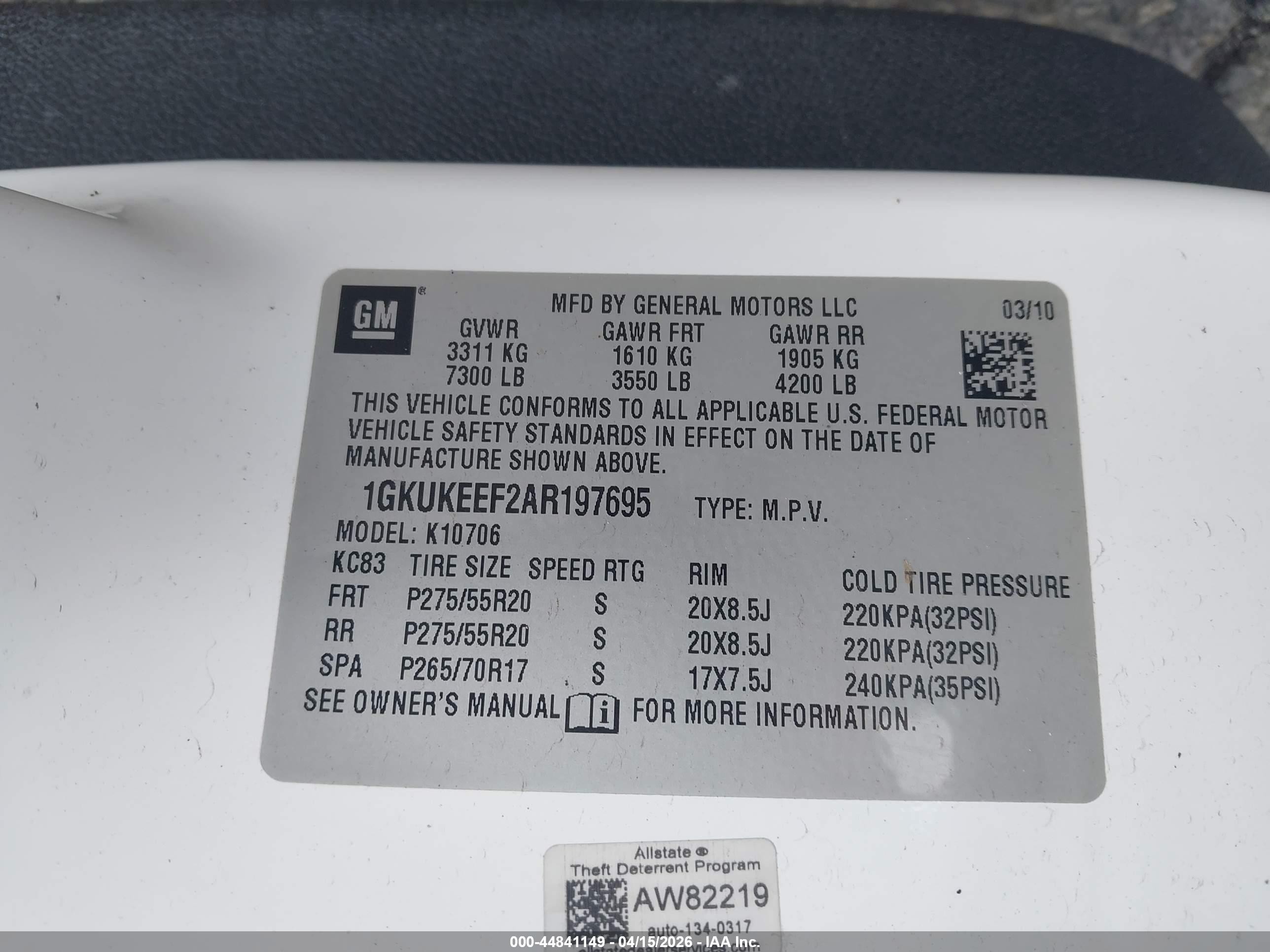 2010 Gmc Yukon Denali White vin: 1GKUKEEF2AR197695
