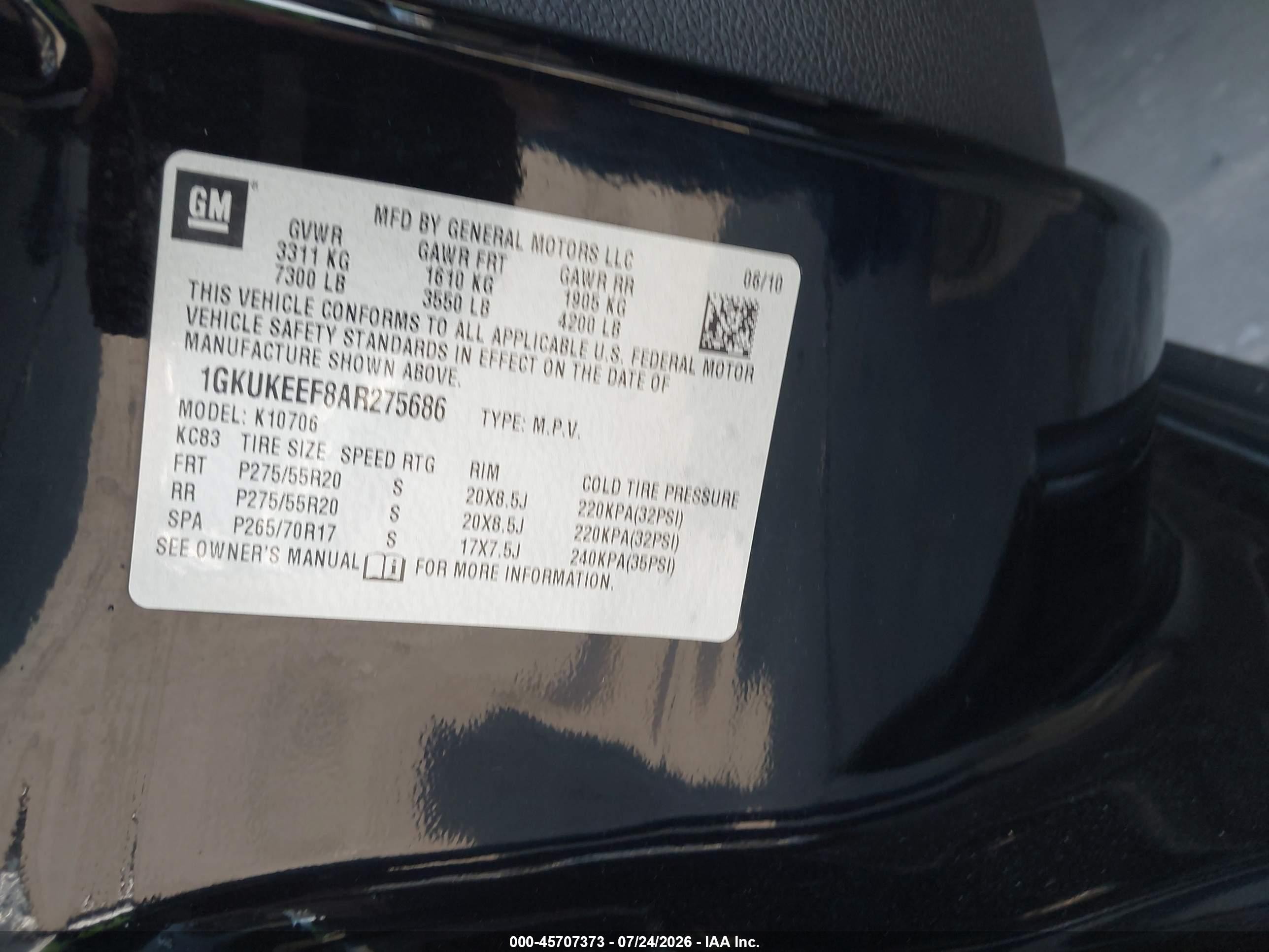 2010 Gmc Yukon Denali Black vin: 1GKUKEEF8AR275686