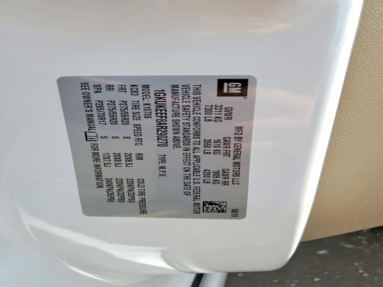 2010 Gmc Yukon Denali White vin: 1GKUKEEF8AR290270