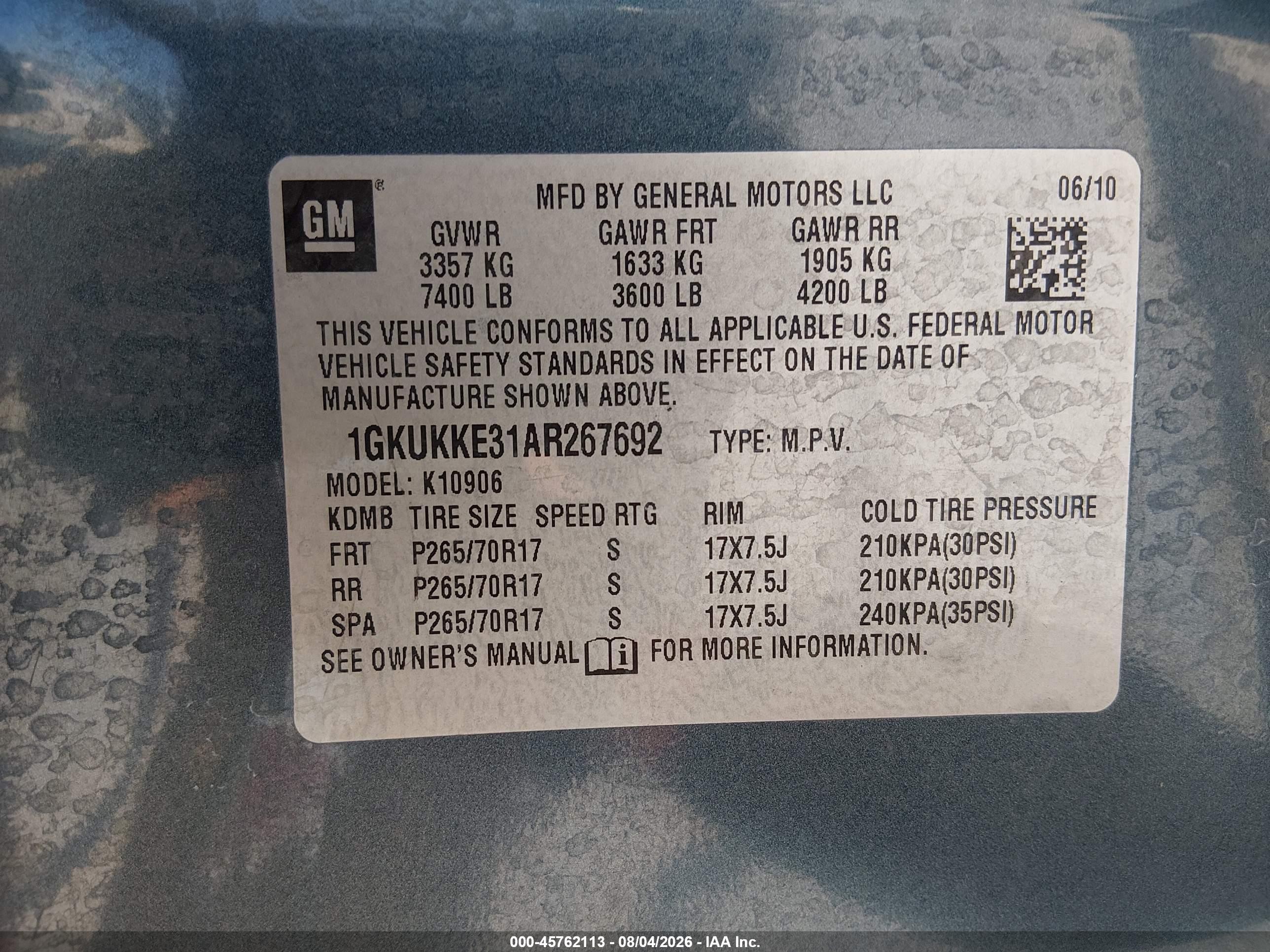 2010 Gmc Yukon Xl 1500 Slt Blue vin: 1GKUKKE31AR267692