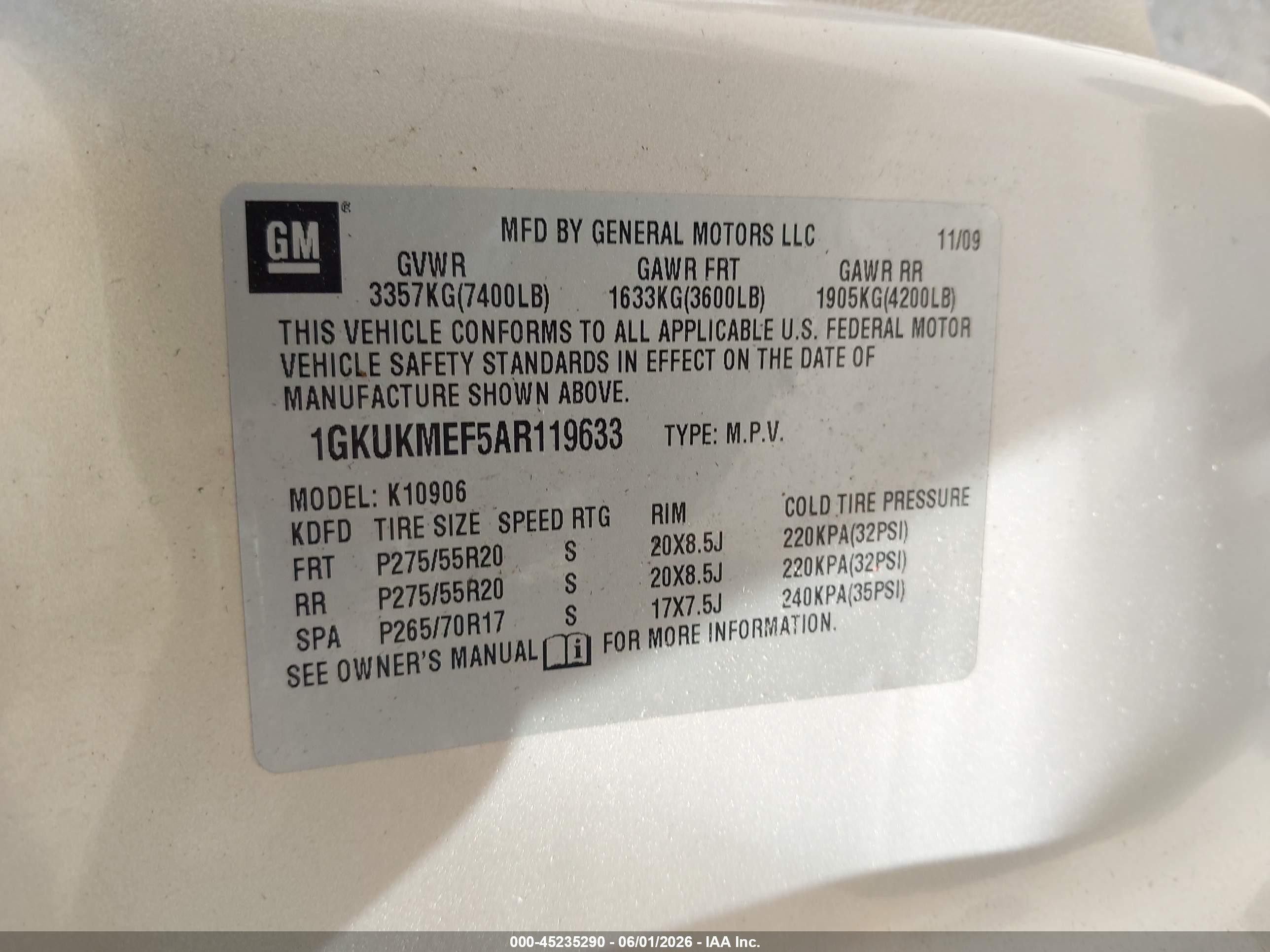 2010 Gmc Yukon Xl 1500 Denali Gold vin: 1GKUKMEF5AR119633
