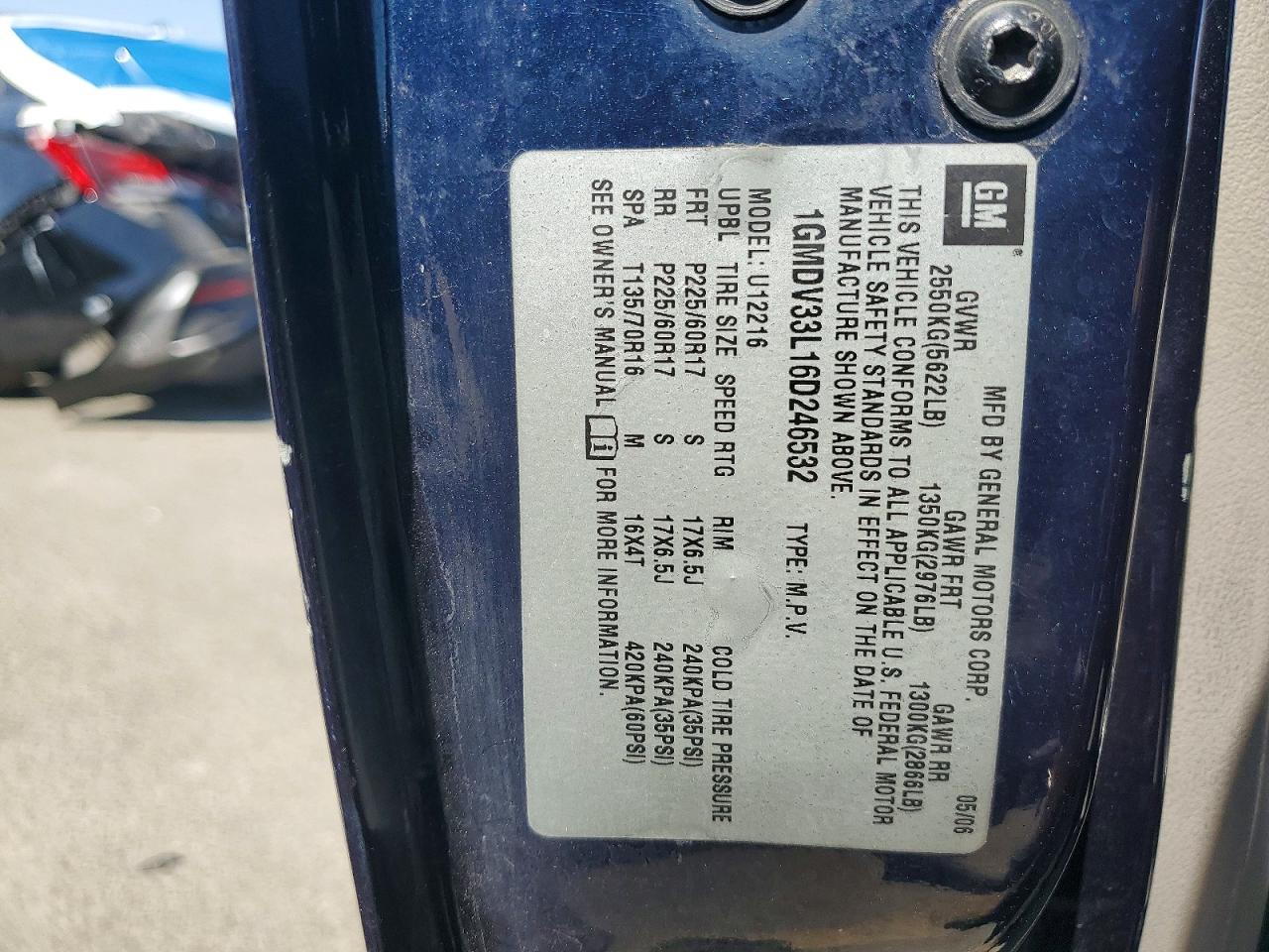 2006 Pontiac Montana Sv6 Синий vin: 1GMDV33L16D246532