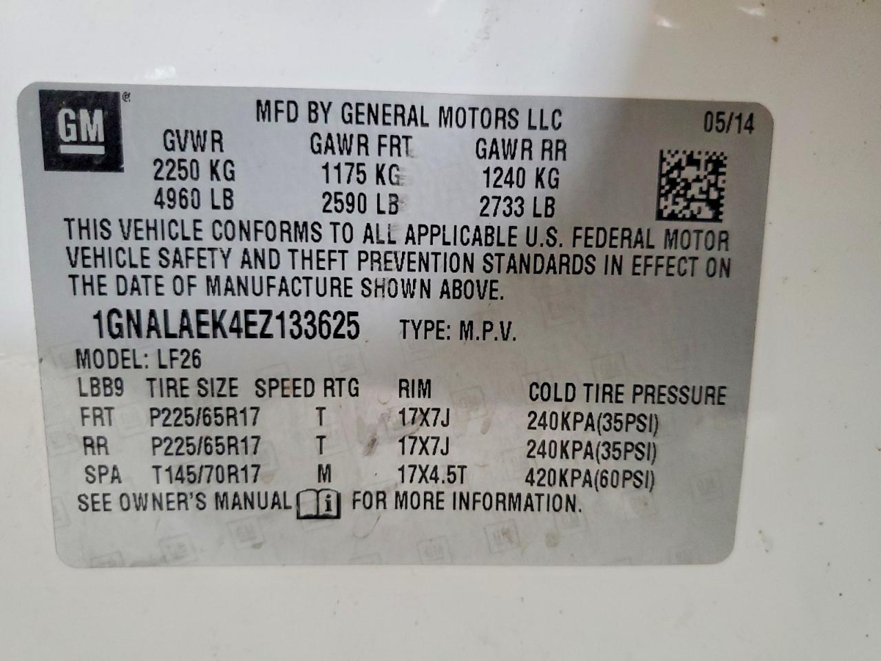 2014 Chevrolet Equinox Ls White vin: 1GNALAEK4EZ133625