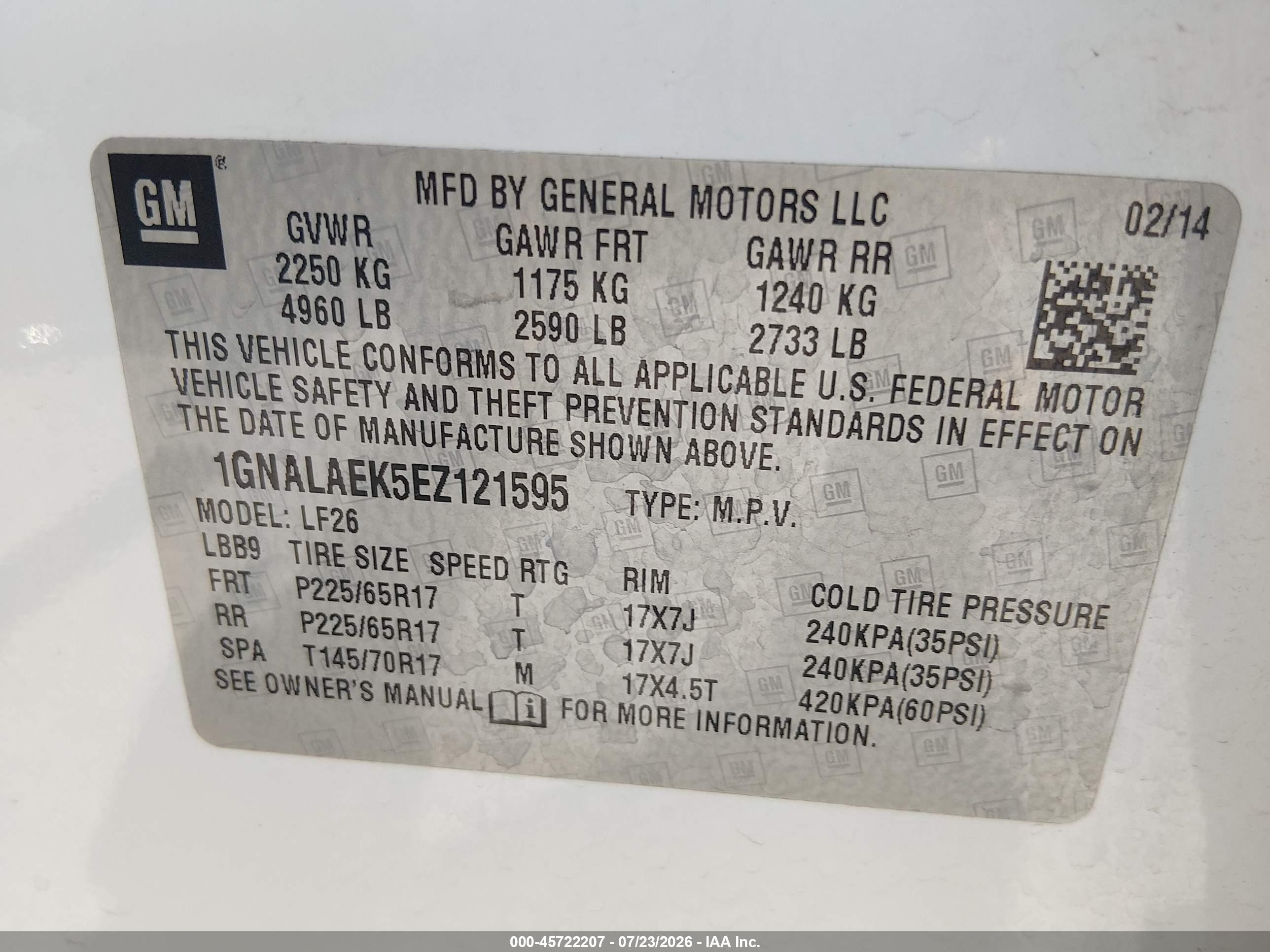 2014 Chevrolet Equinox Ls Белый vin: 1GNALAEK5EZ121595