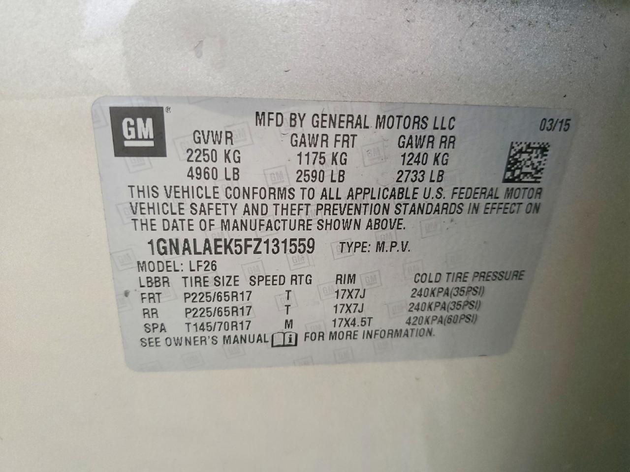 2015 Chevrolet Equinox Ls Золотой vin: 1GNALAEK5FZ131559