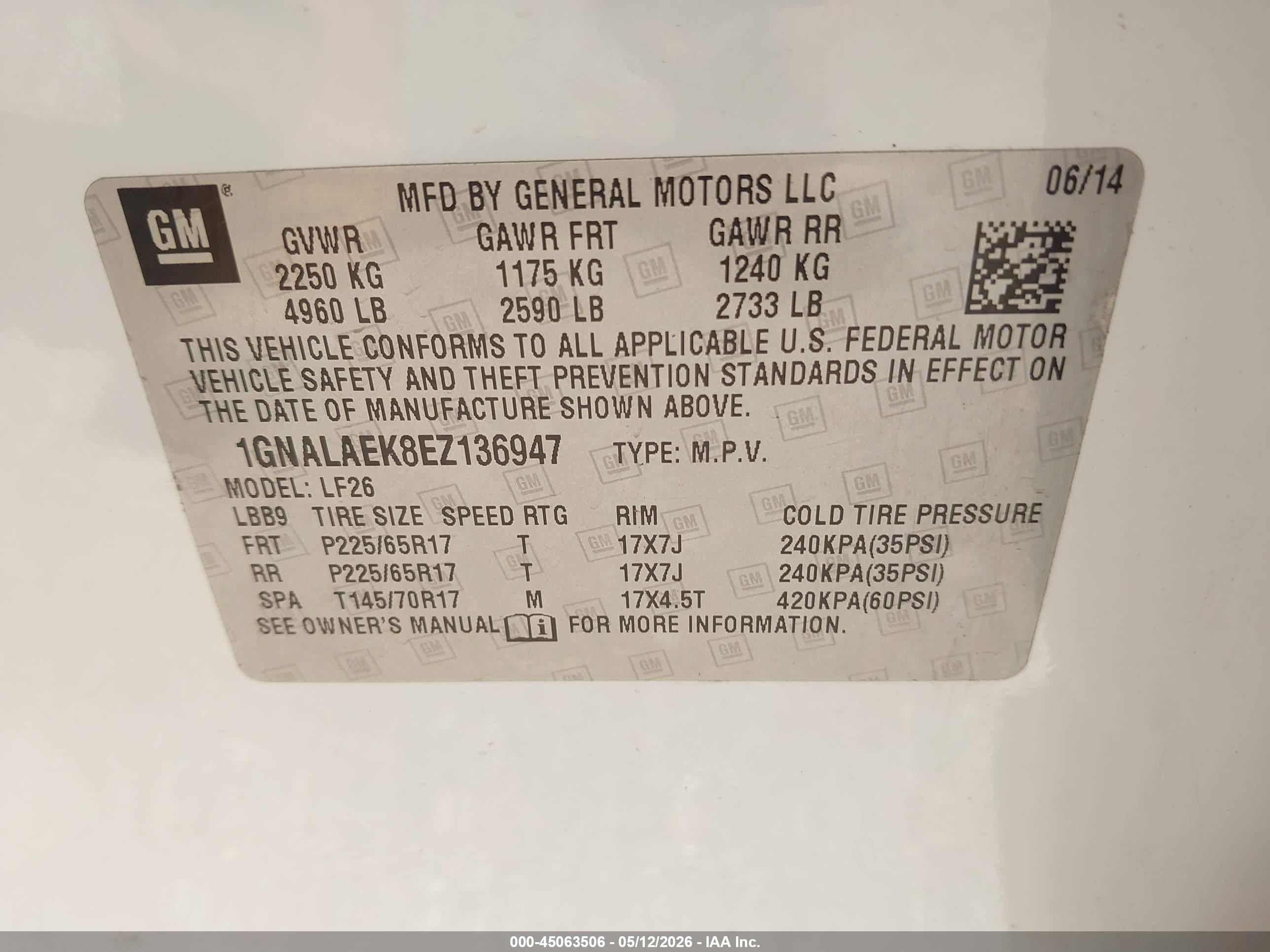 2014 Chevrolet Equinox Ls White vin: 1GNALAEK8EZ136947
