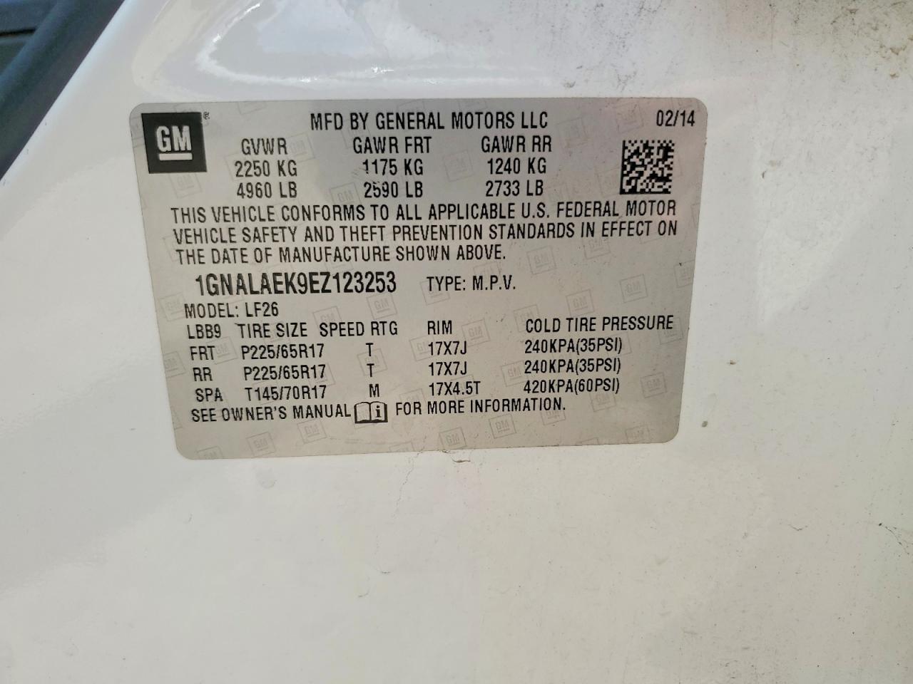 2014 Chevrolet Equinox Ls Белый vin: 1GNALAEK9EZ123253