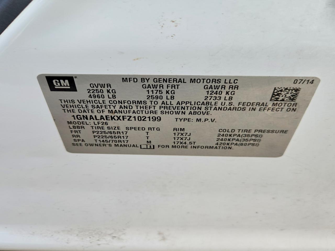 2015 Chevrolet Equinox Ls White vin: 1GNALAEKXFZ102199