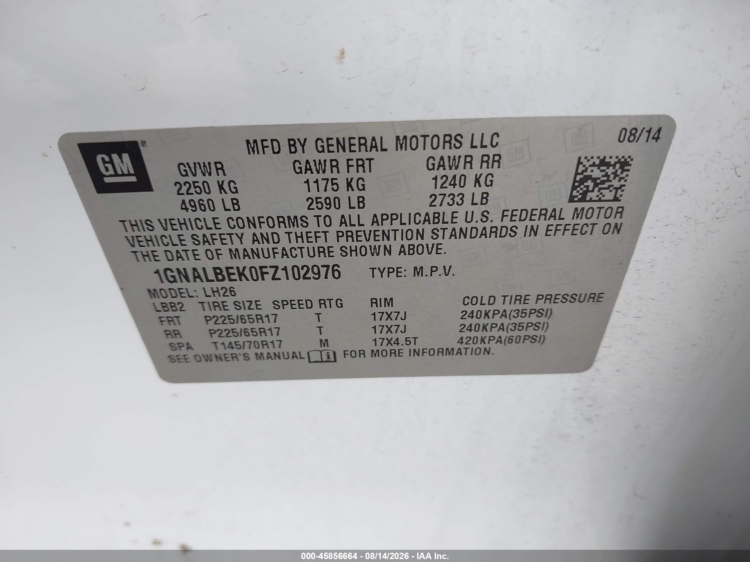 2015 Chevrolet Equinox Lt Белый vin: 1GNALBEK0FZ102976