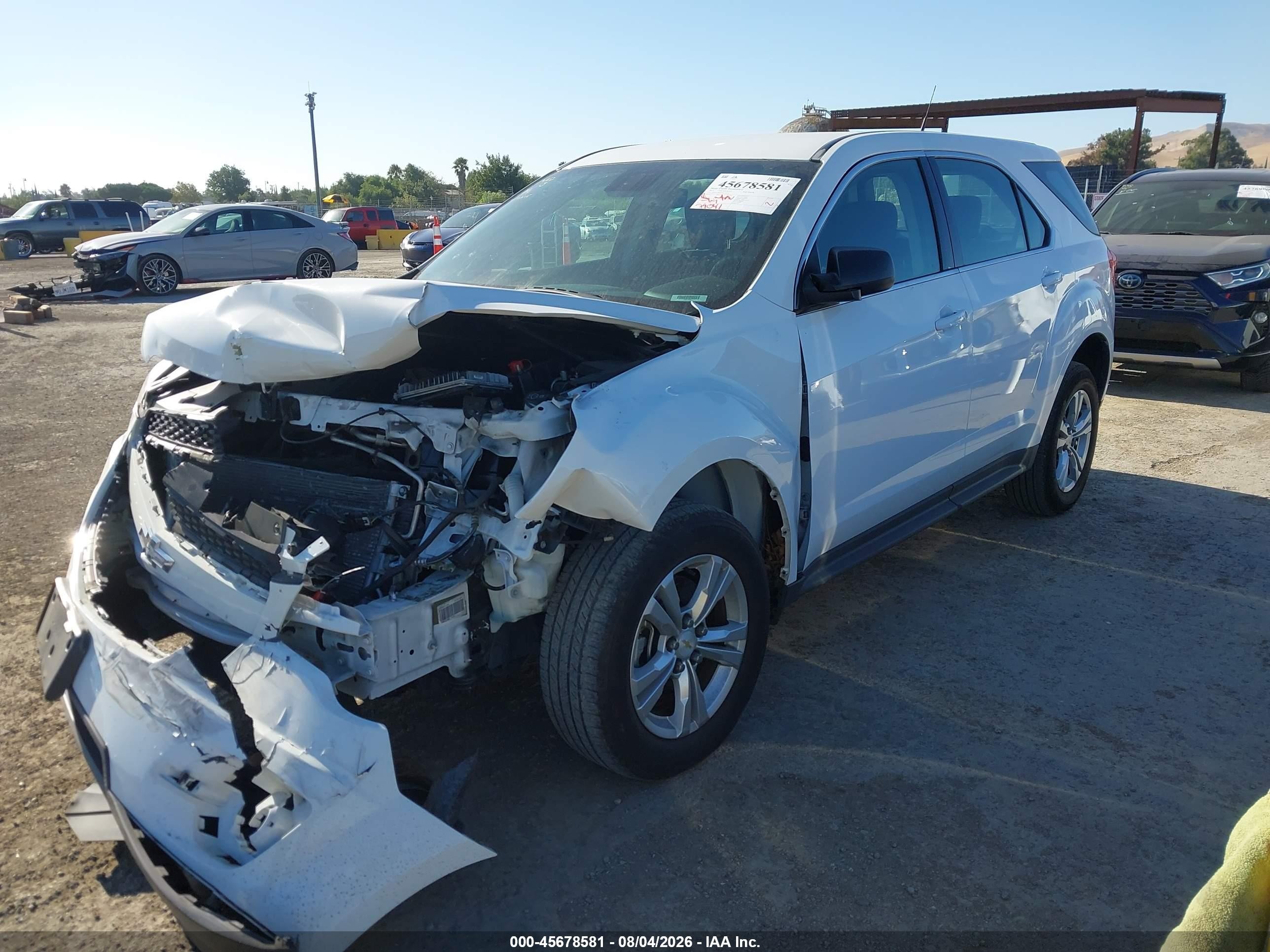 2013 Chevrolet Equinox Ls White vin: 1GNALBEK1DZ114972