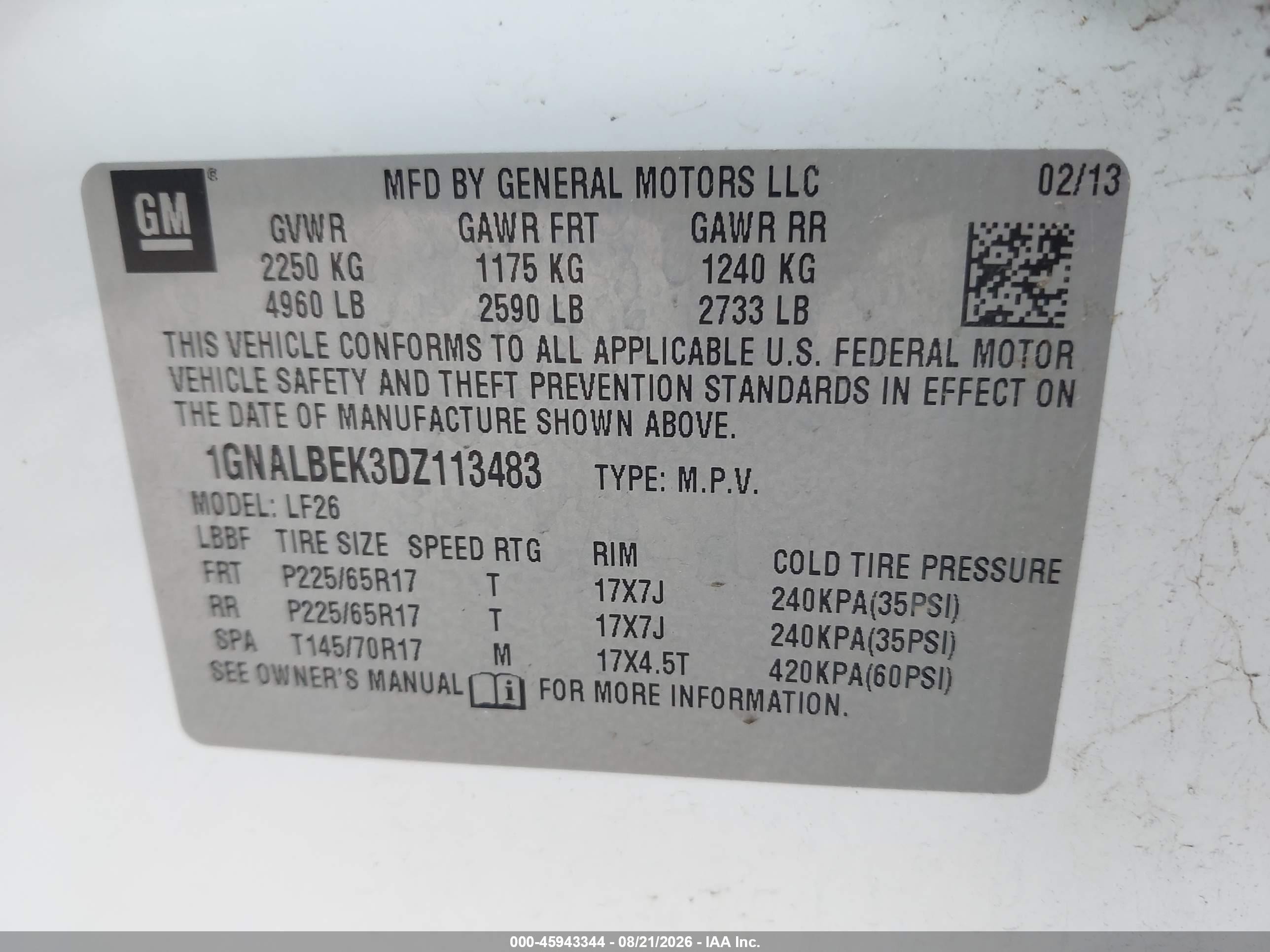2013 Chevrolet Equinox Ls White vin: 1GNALBEK3DZ113483