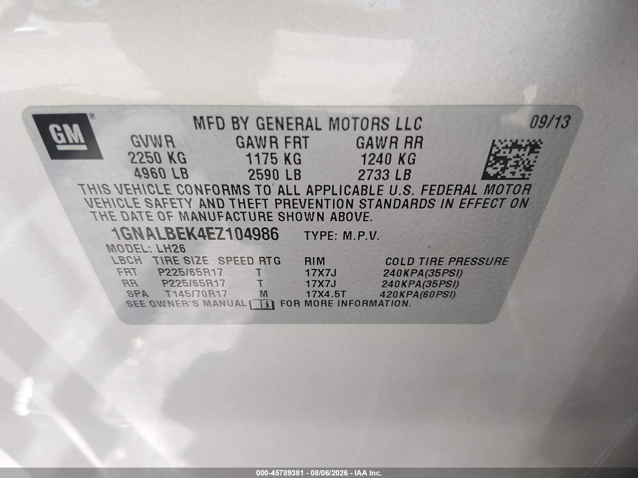 2014 Chevrolet Equinox Lt Gold vin: 1GNALBEK4EZ104986