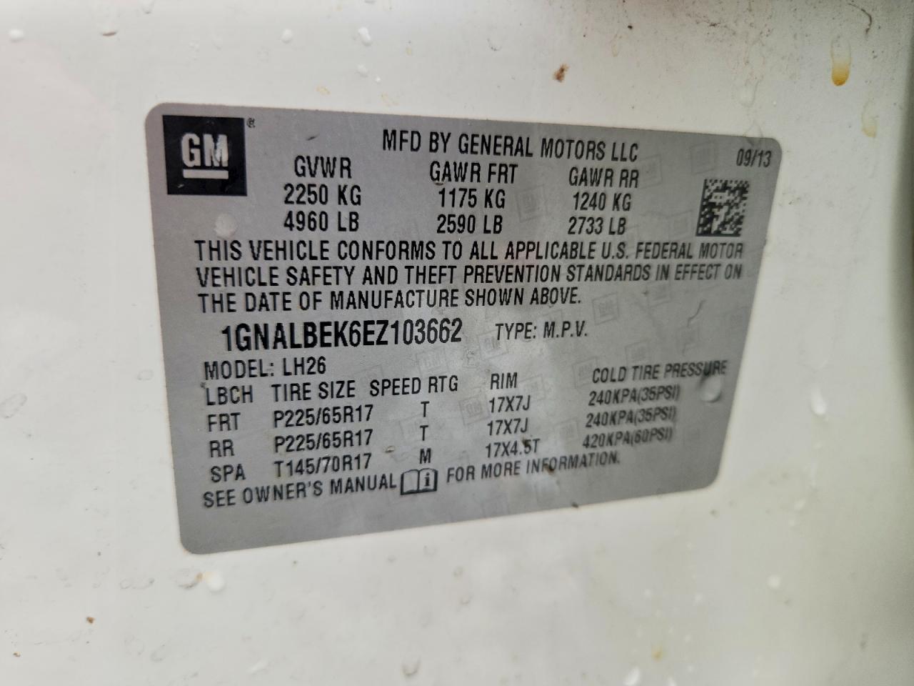 2014 Chevrolet Equinox Lt White vin: 1GNALBEK6EZ103662