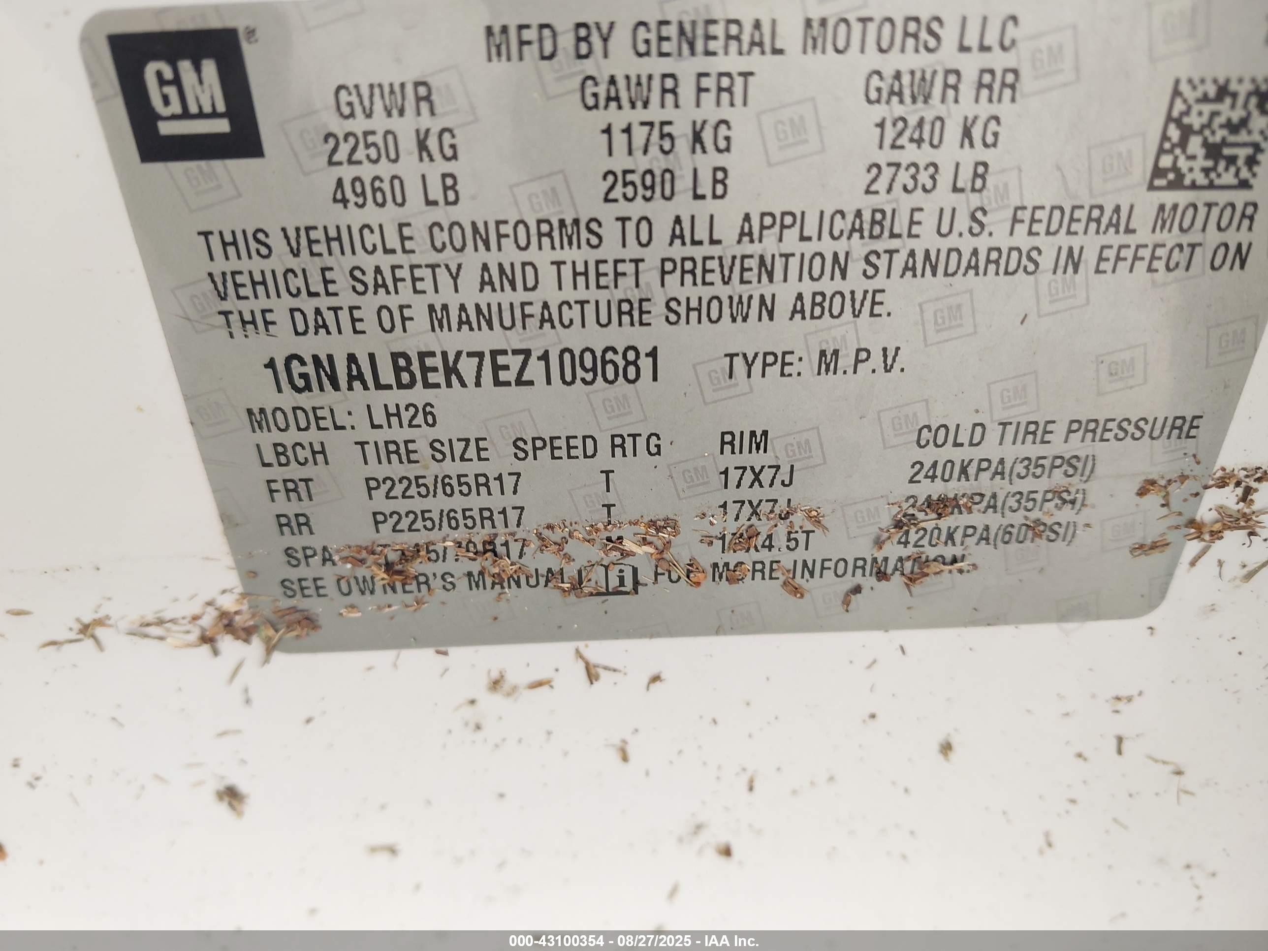 2014 Chevrolet Equinox 1lt White vin: 1GNALBEK7EZ109681