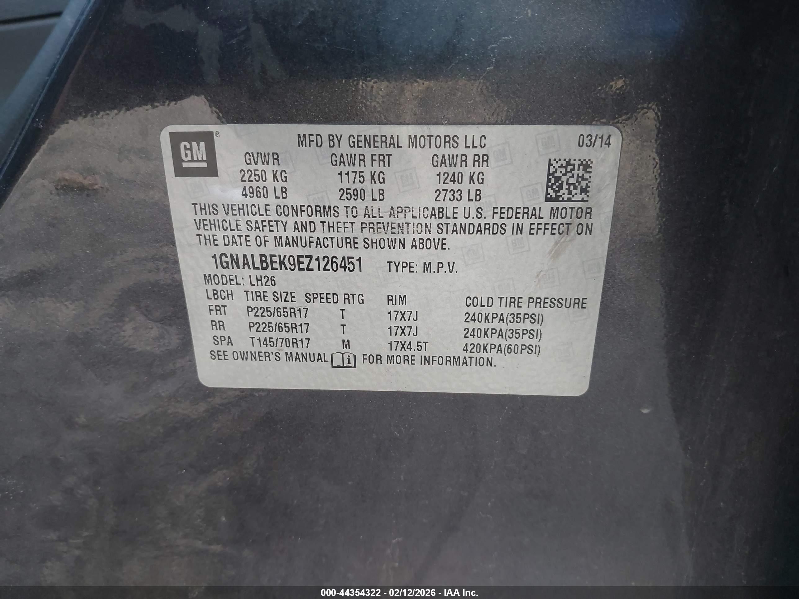2014 Chevrolet Equinox 1lt Black vin: 1GNALBEK9EZ126451