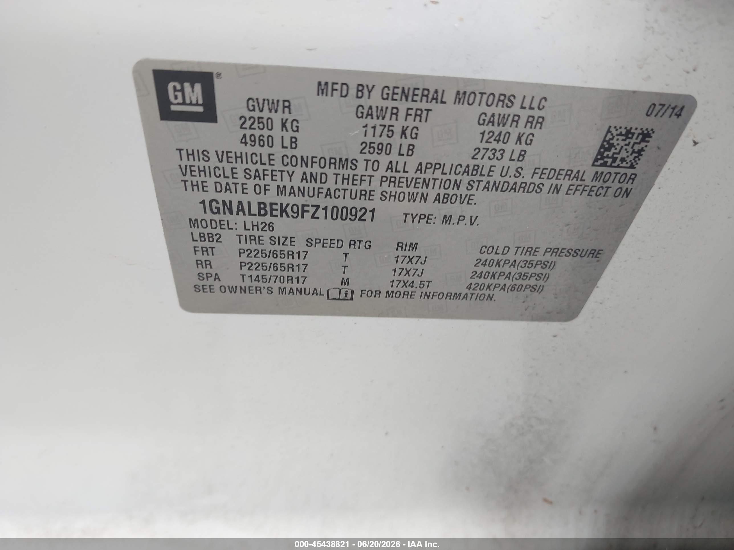 2015 Chevrolet Equinox Lt White vin: 1GNALBEK9FZ100921