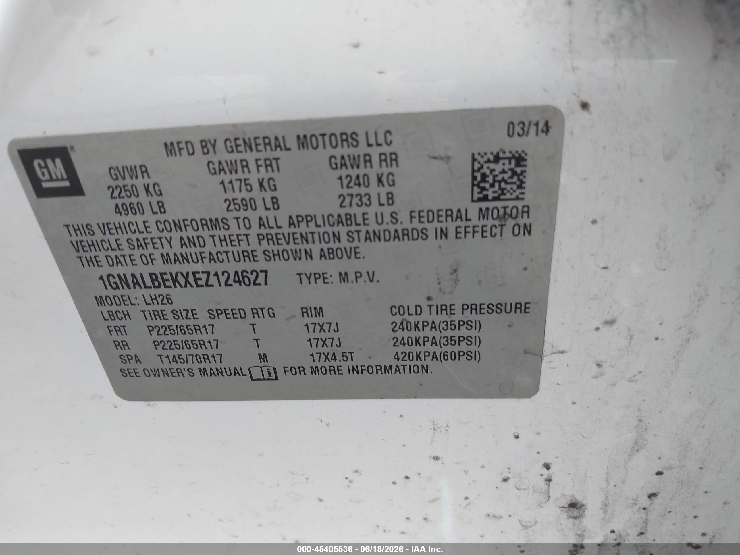 2014 Chevrolet Equinox Lt White vin: 1GNALBEKXEZ124627