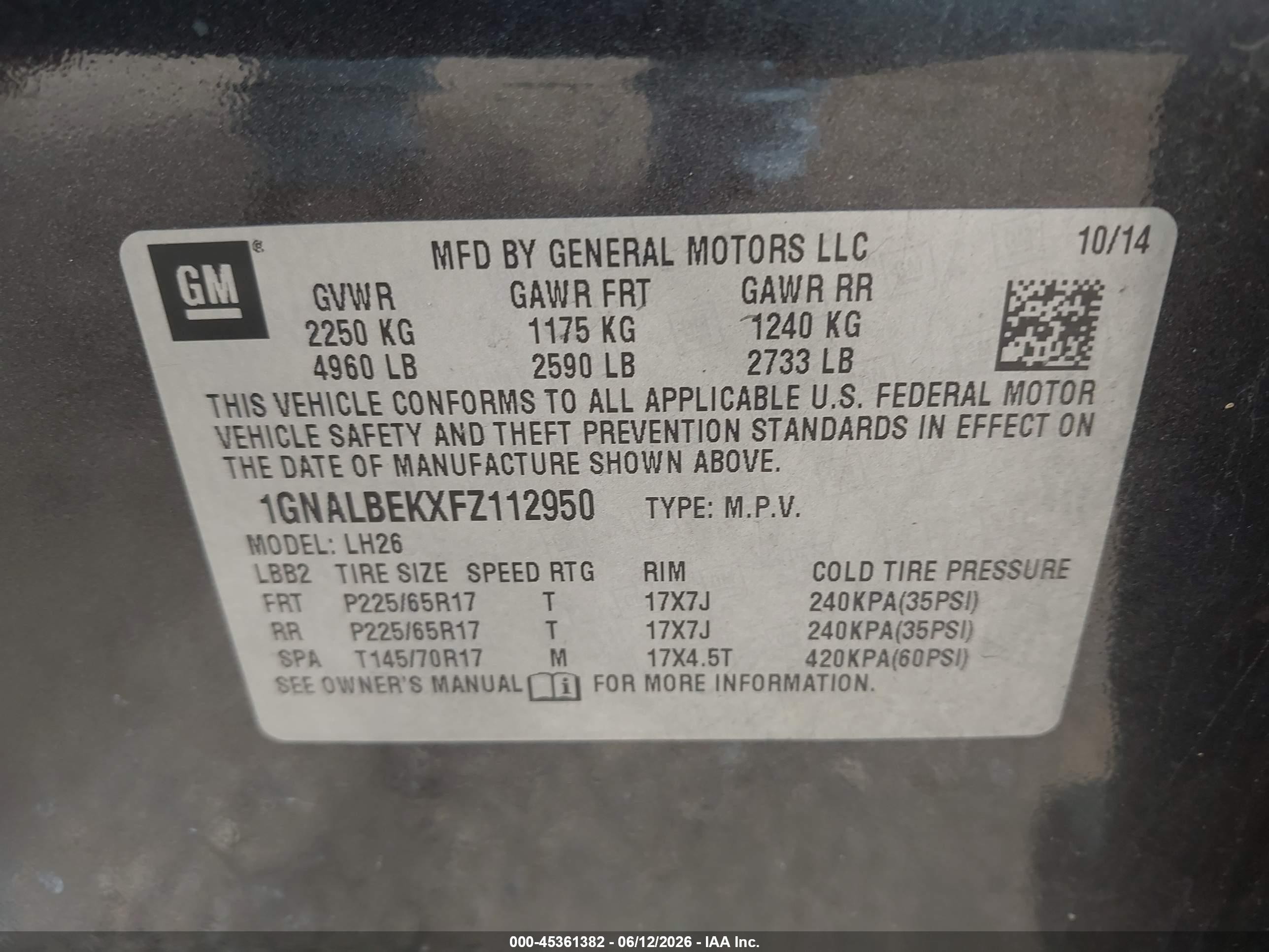 2015 Chevrolet Equinox Lt Черный vin: 1GNALBEKXFZ112950