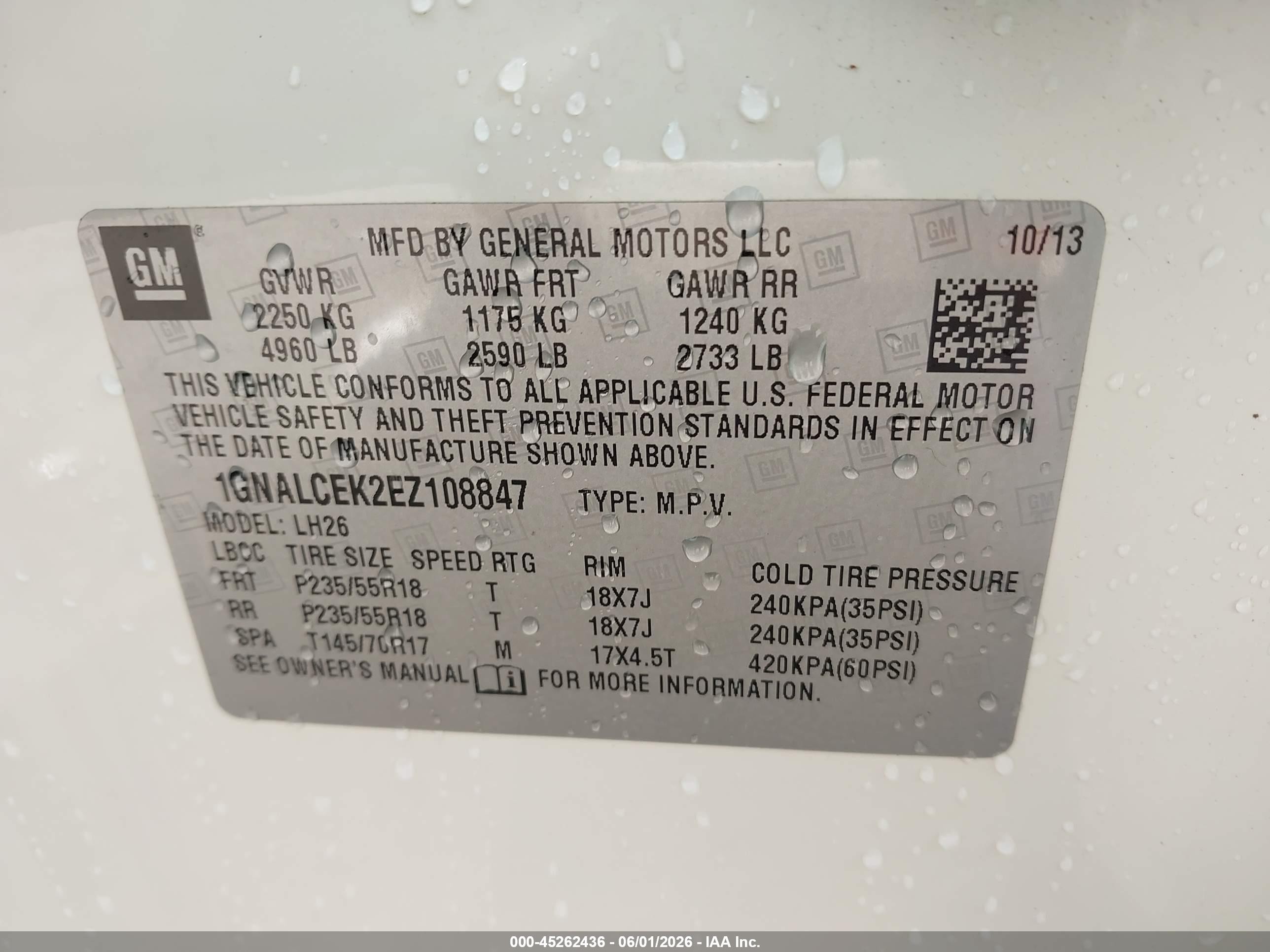 2014 Chevrolet Equinox 2lt White vin: 1GNALCEK2EZ108847