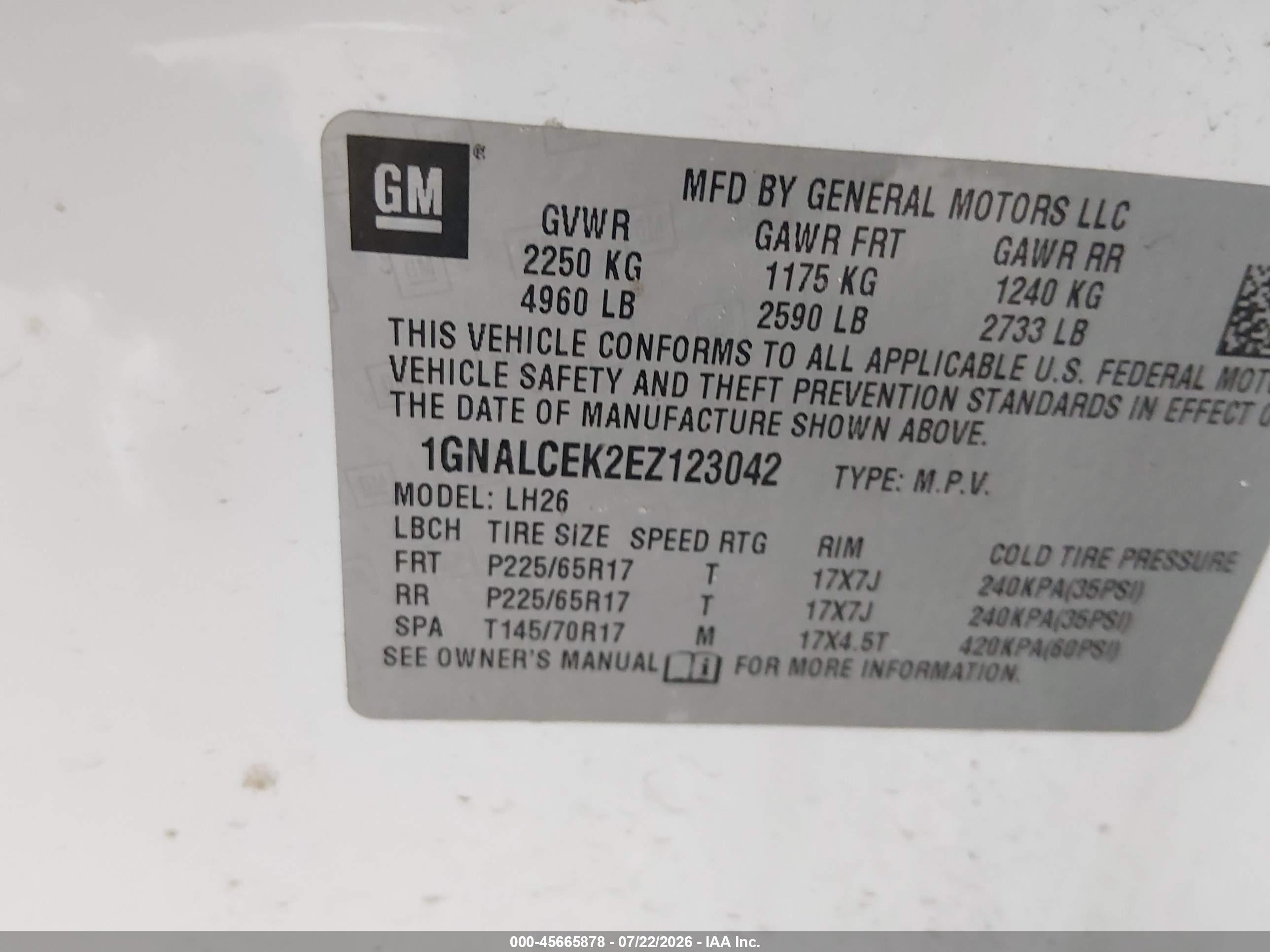 2014 Chevrolet Equinox Lt White vin: 1GNALCEK2EZ123042