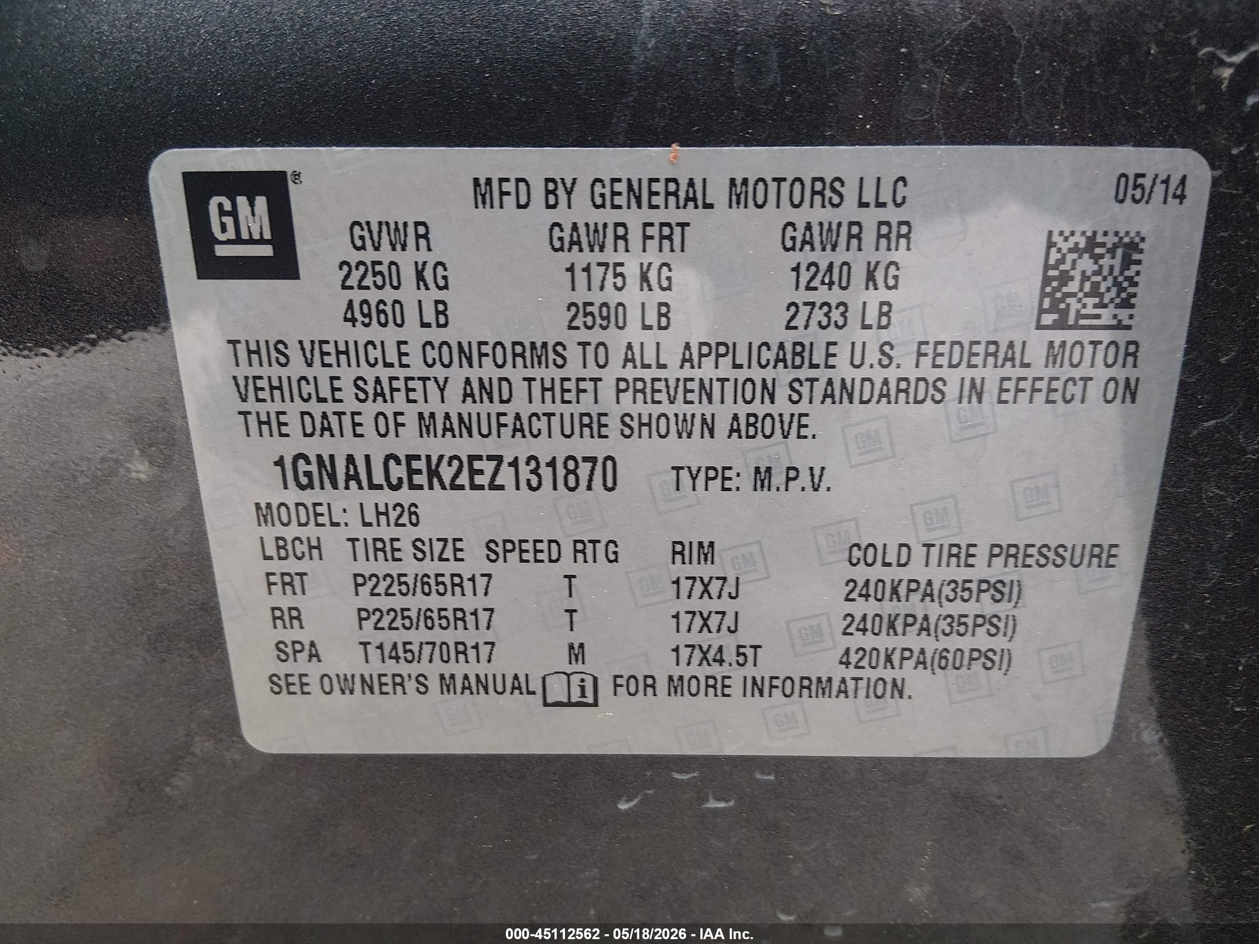 2014 Chevrolet Equinox 2lt Black vin: 1GNALCEK2EZ131870