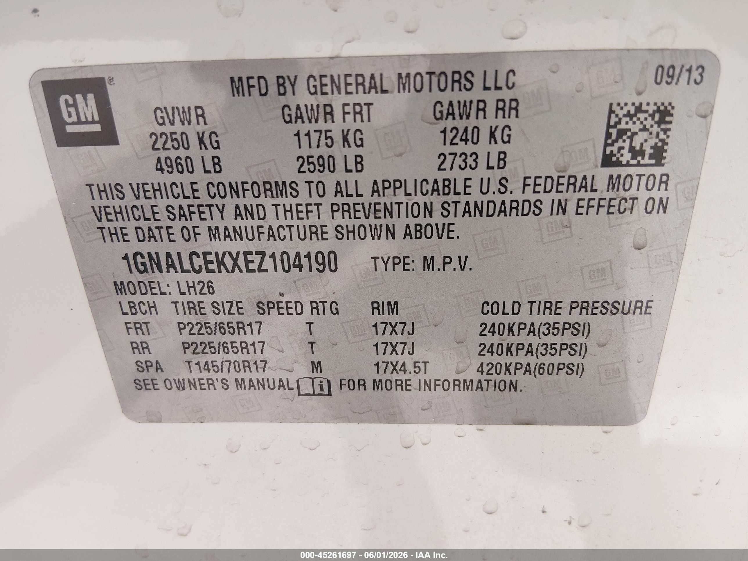 2014 Chevrolet Equinox 2lt White vin: 1GNALCEKXEZ104190