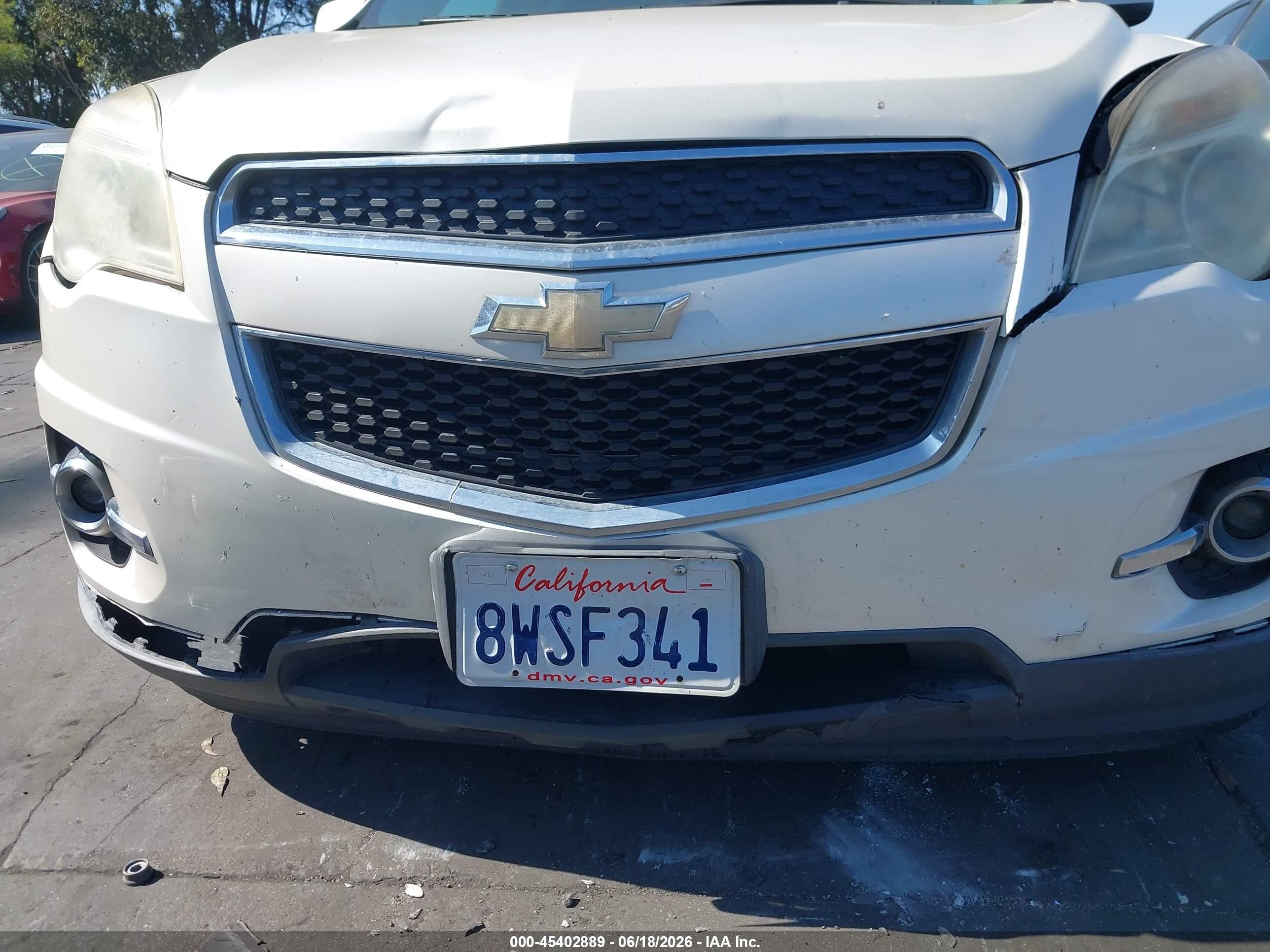 2015 Chevrolet Equinox Lt White vin: 1GNALCEKXFZ117684