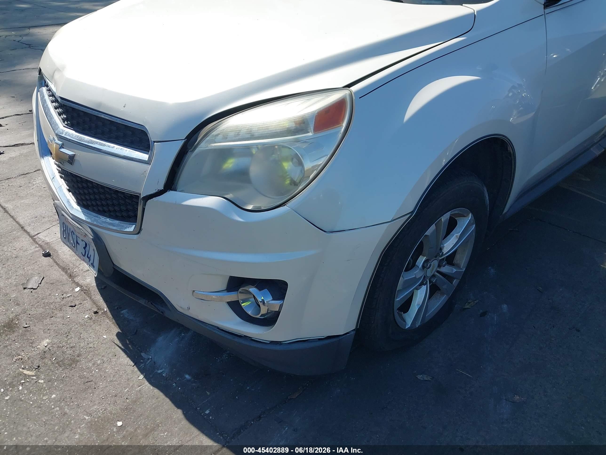 2015 Chevrolet Equinox Lt White vin: 1GNALCEKXFZ117684