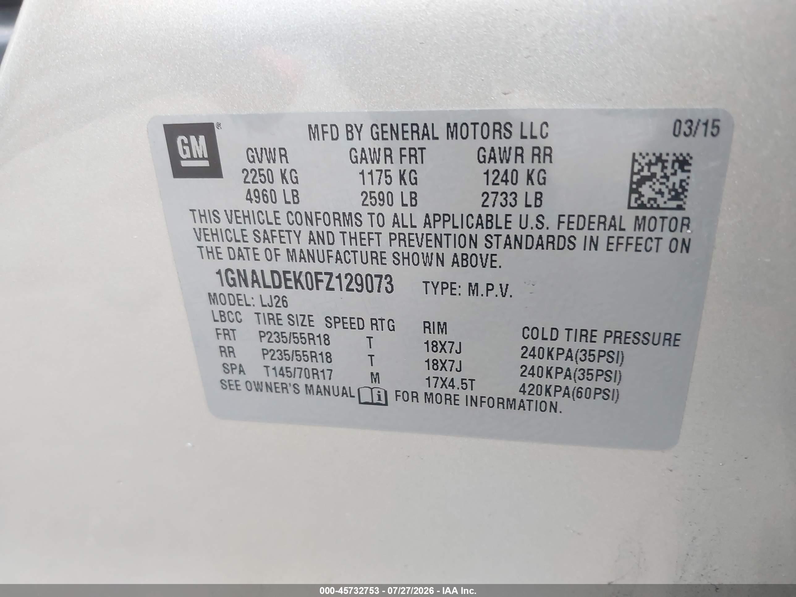 2015 Chevrolet Equinox Ltz Champagne vin: 1GNALDEK0FZ129073