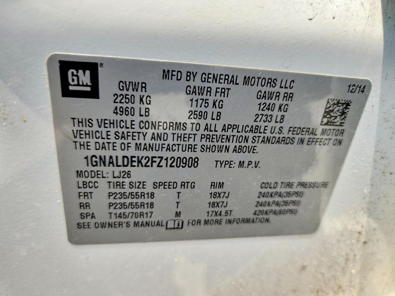 2015 Chevrolet Equinox Ltz Beige vin: 1GNALDEK2FZ120908