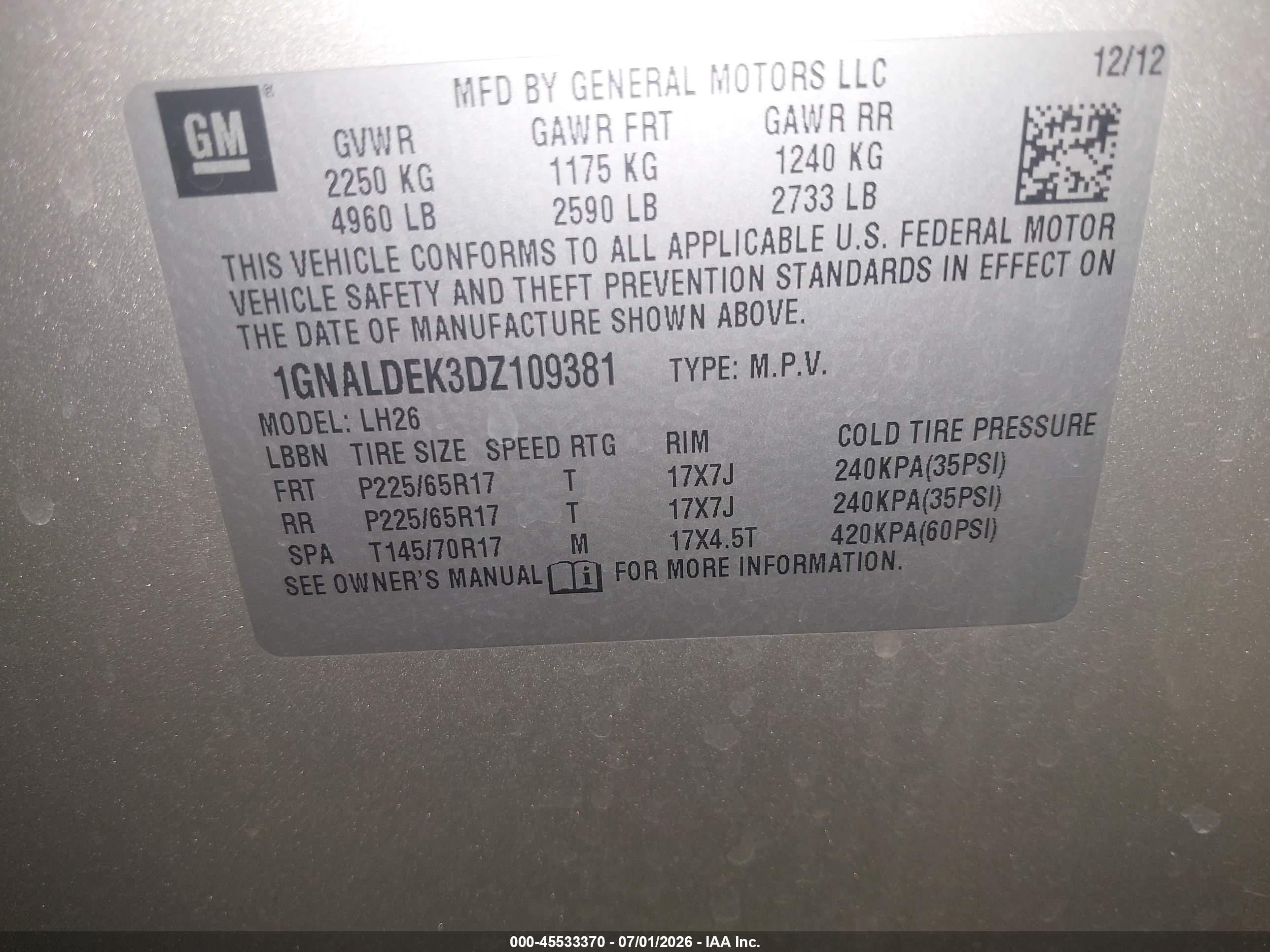 2013 Chevrolet Equinox Lt Champagne vin: 1GNALDEK3DZ109381
