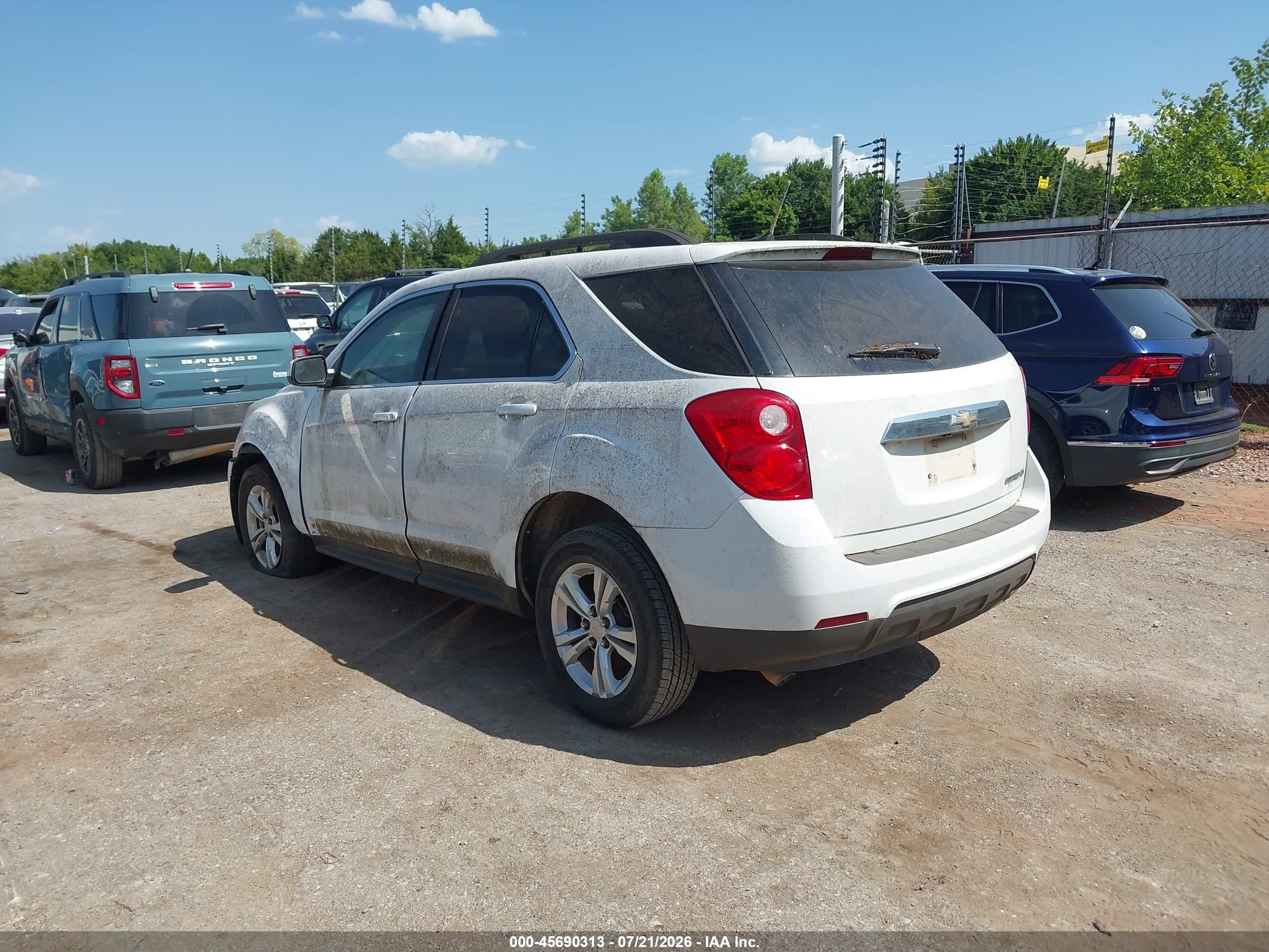 2013 Chevrolet Equinox Lt White vin: 1GNALDEK4DZ133463
