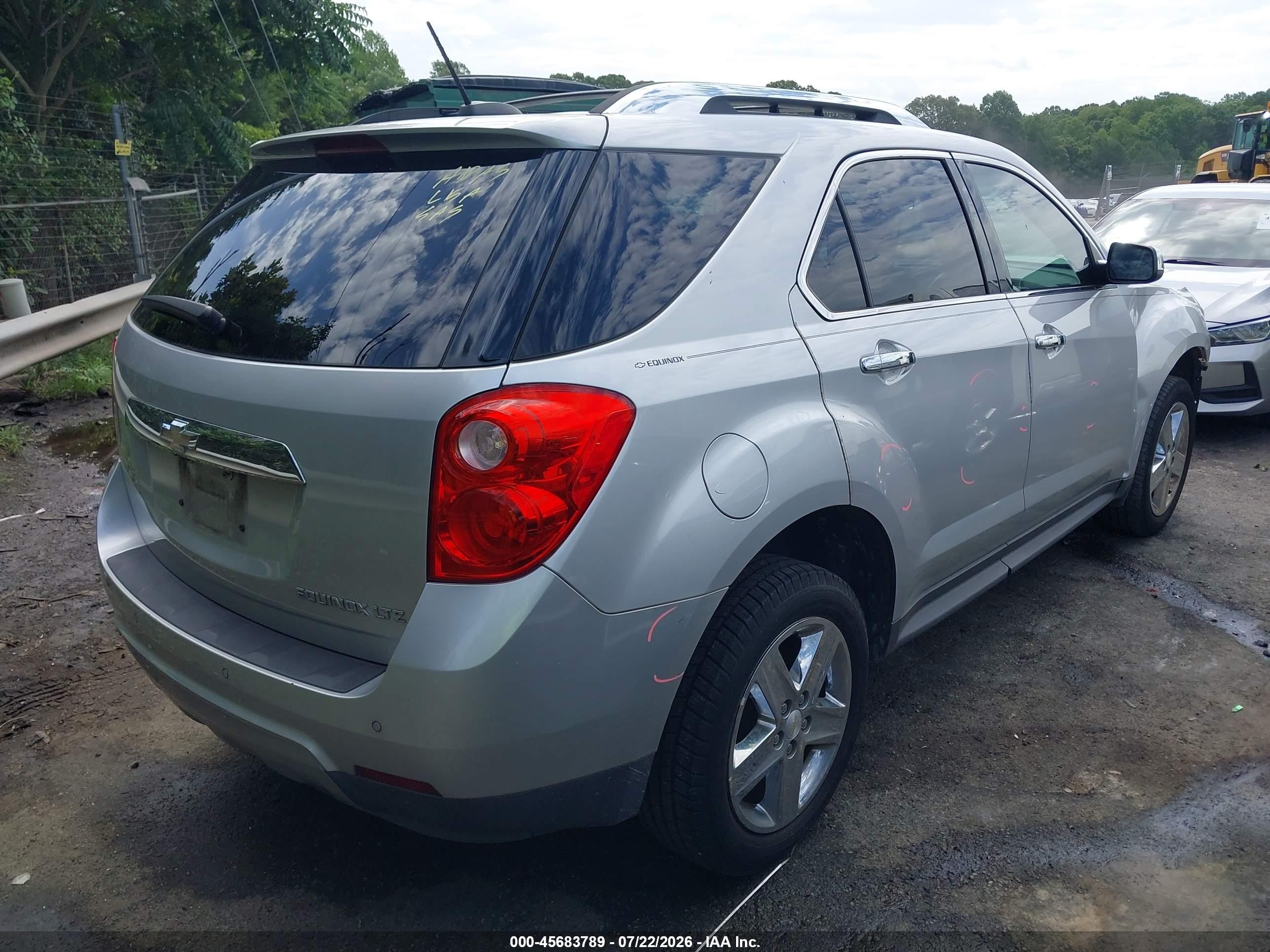 2015 Chevrolet Equinox Ltz Серебряный vin: 1GNALDEK4FZ108646